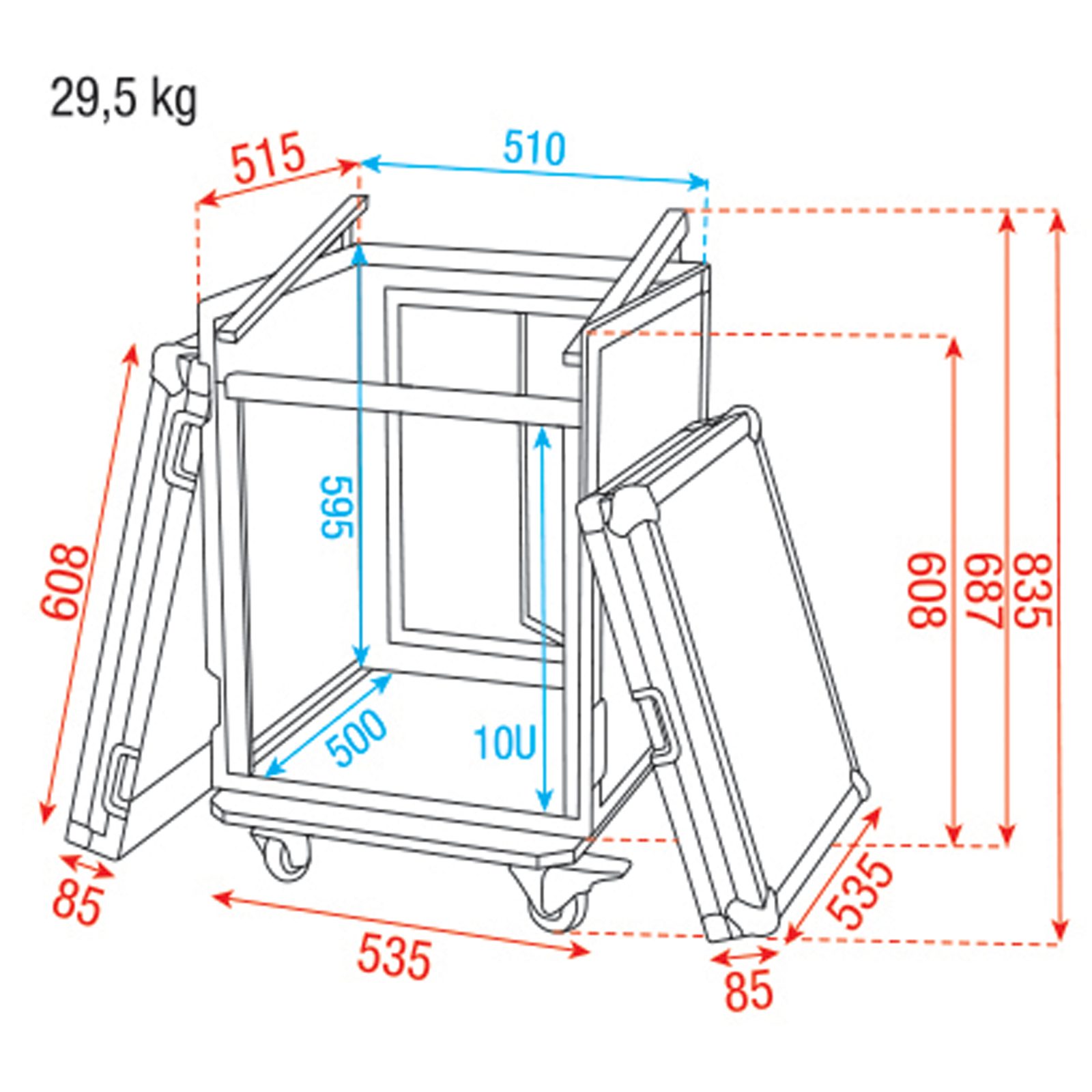 Combi Case 10U + 10U top 19" - Showgear D7367B