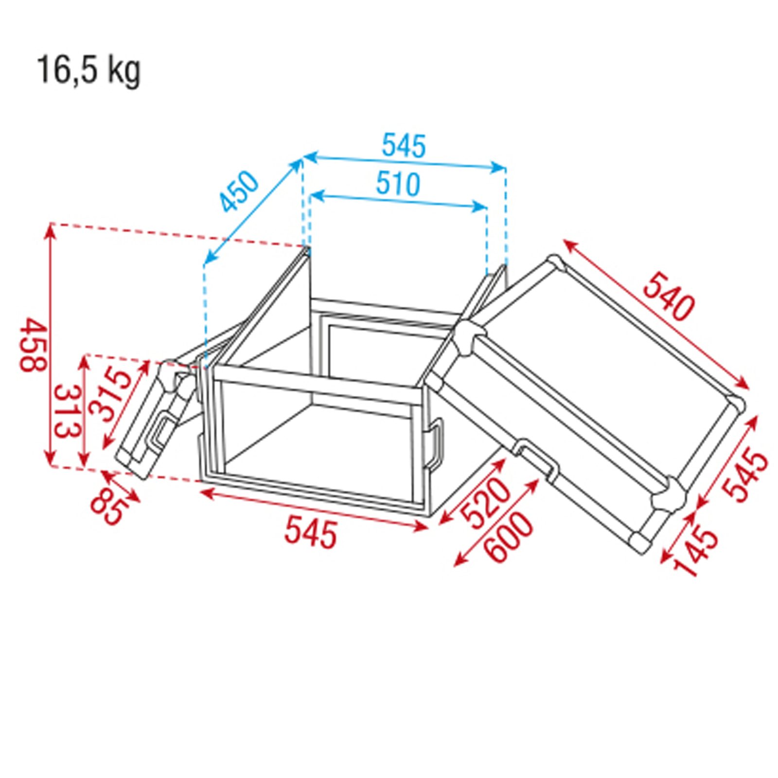 Combi Case 6U + 10U top 19" - Showgear D7369B