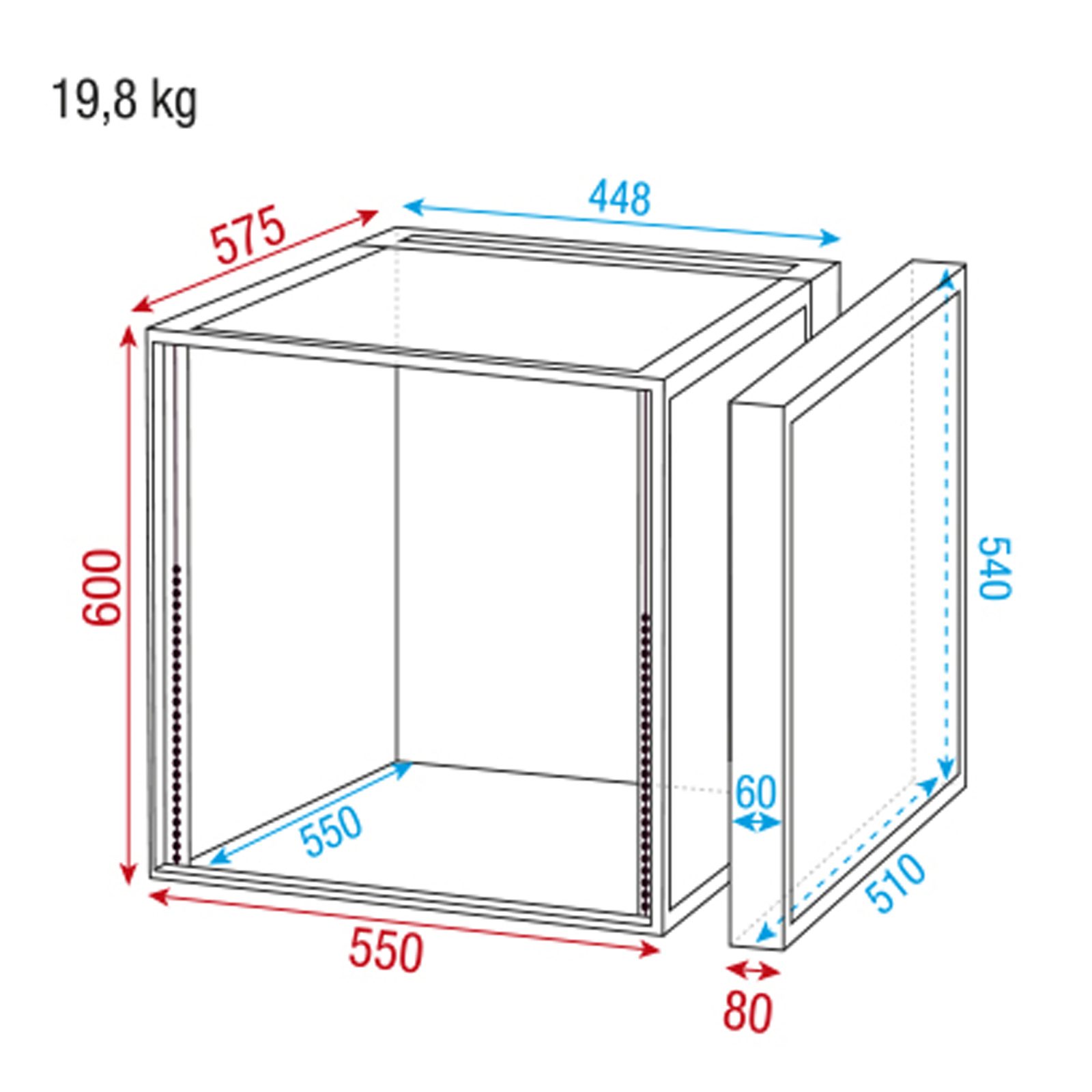 Double Door Case 12U 19" - Showgear D7376B