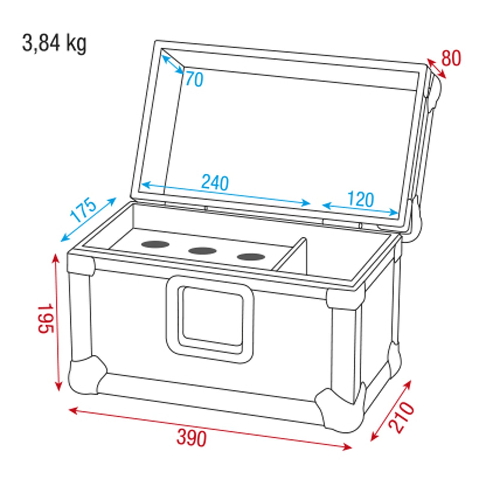 Pro Case for 6 Mics with accessory compartment and preformed foam - Showgear D7393B