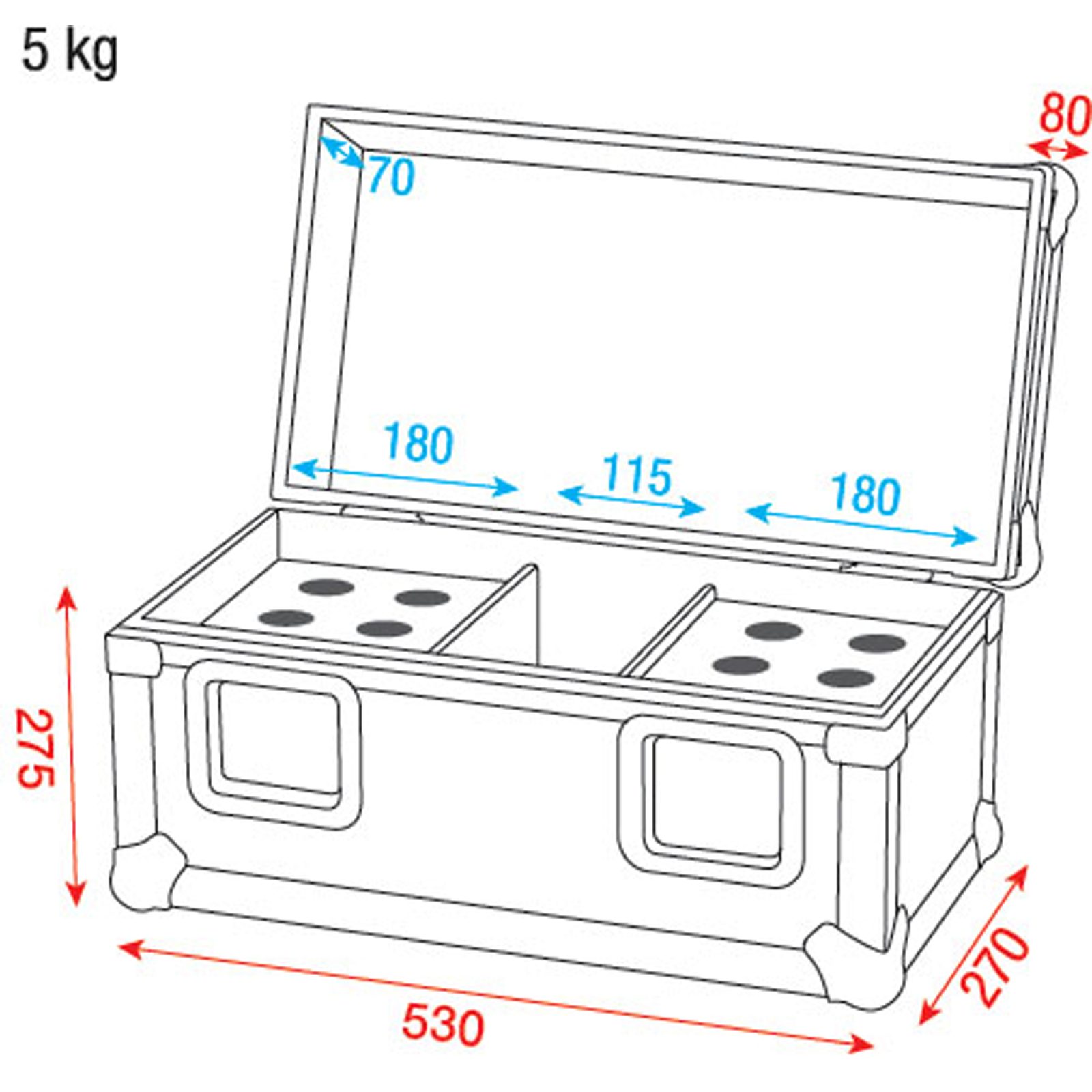 Pro Case for 12 Mics with accessory compartment and preformed foam - Showgear D7394B