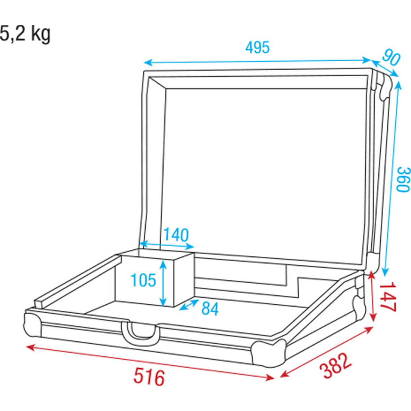 Case for Light Controller 6U with accessory compartment - Showtec D7401