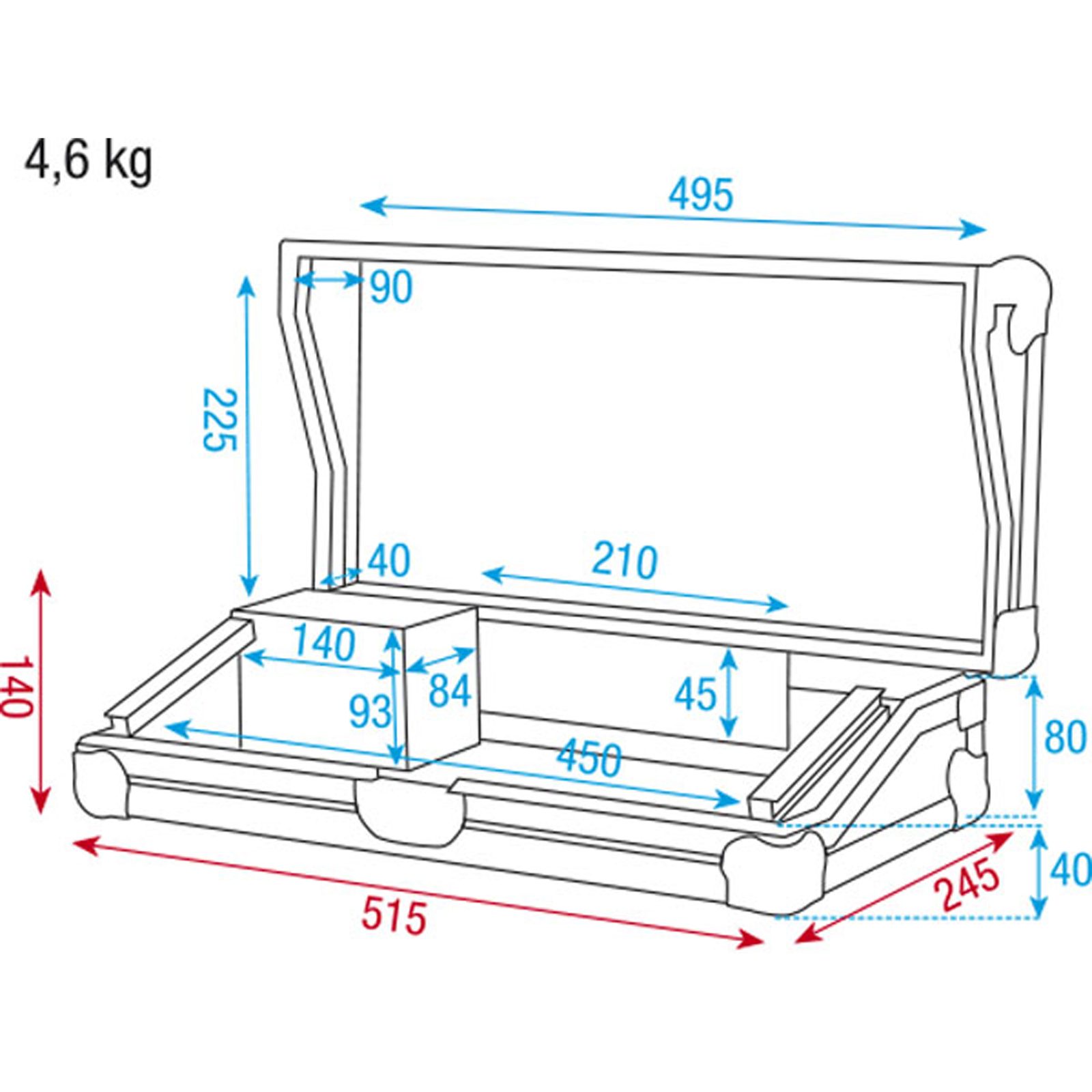 Case for Light Controller 3U with accessory compartment - Showtec D7403