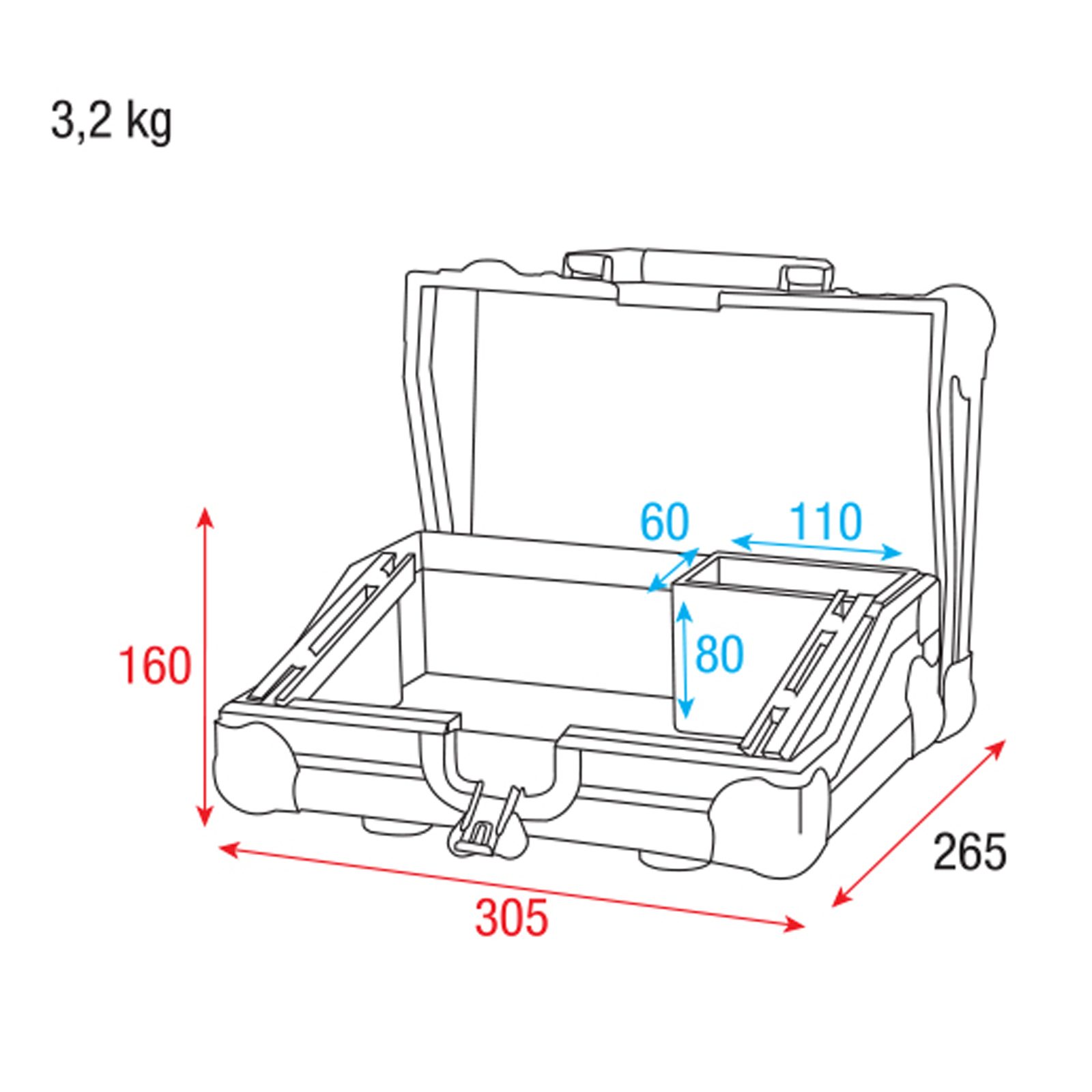 Case for ColorCue 1 (Air) with accessory compartment - Showtec D7405