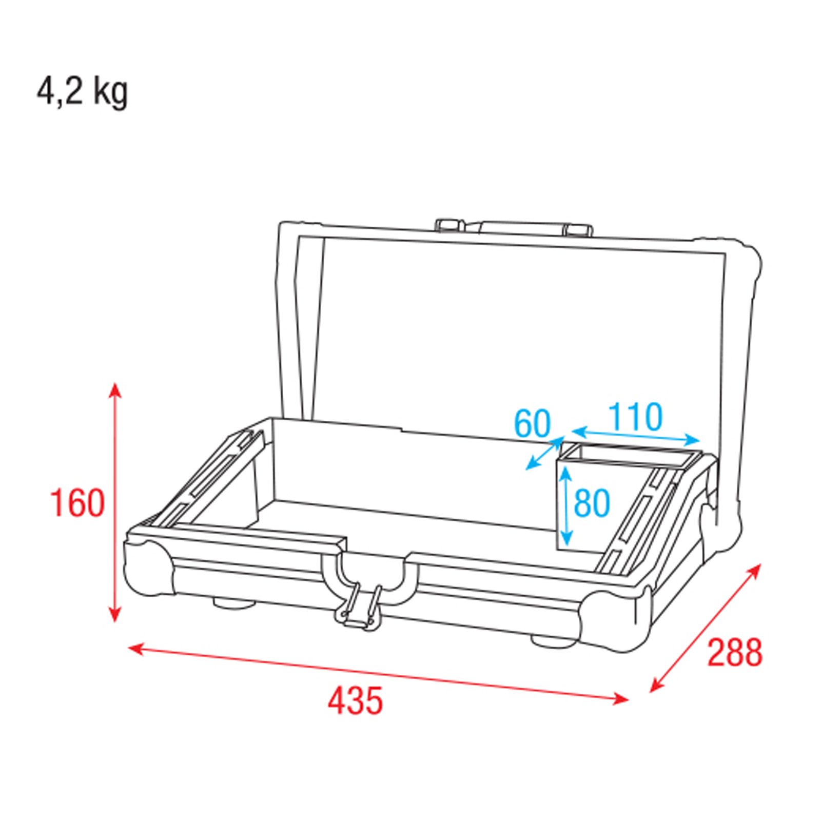 Case for ColorCue 2 (Air) with accessory compartment - Showtec D7406