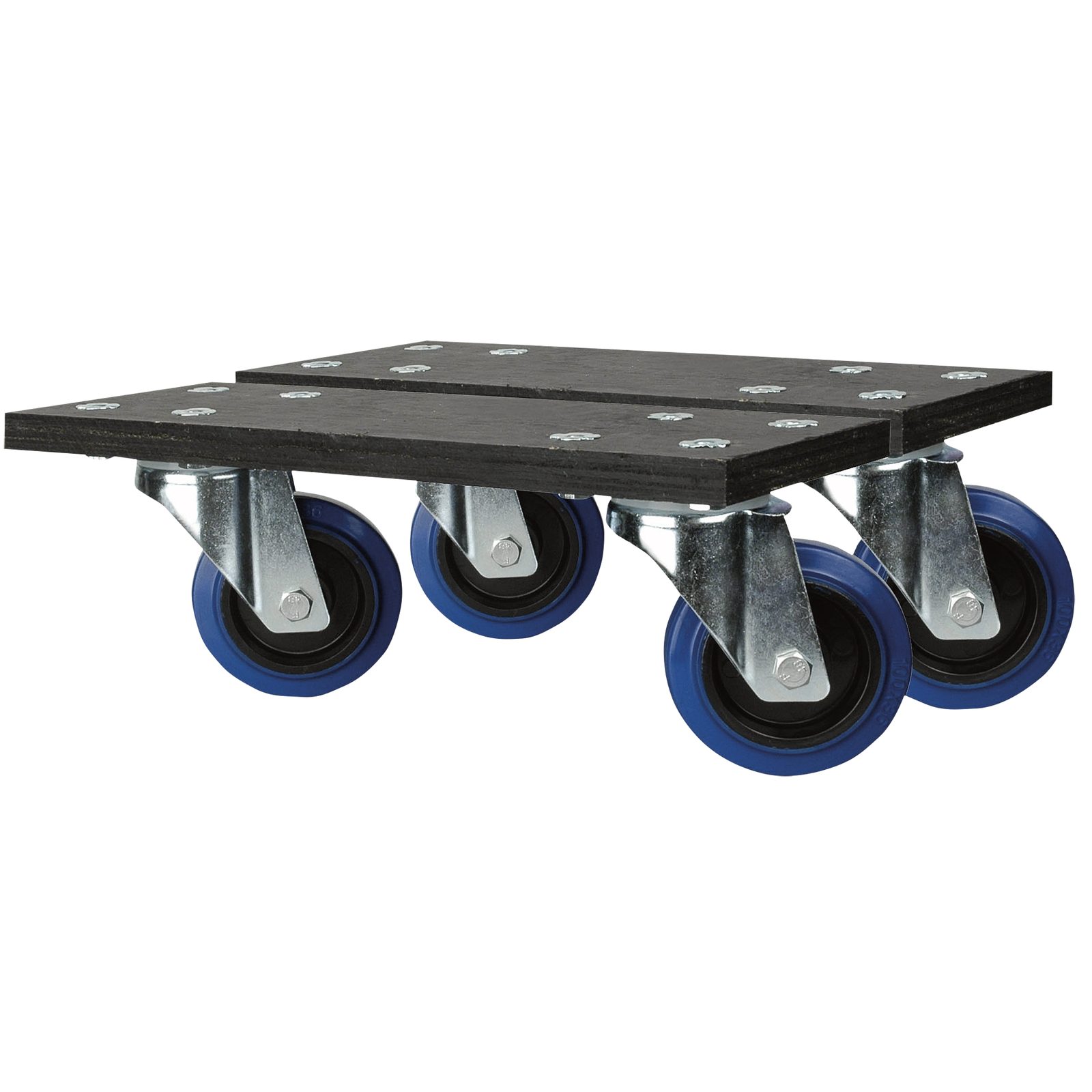 Set di ruote per stack cases, 4 ruote girevoli senza freno 100mm - Showgear D7429B