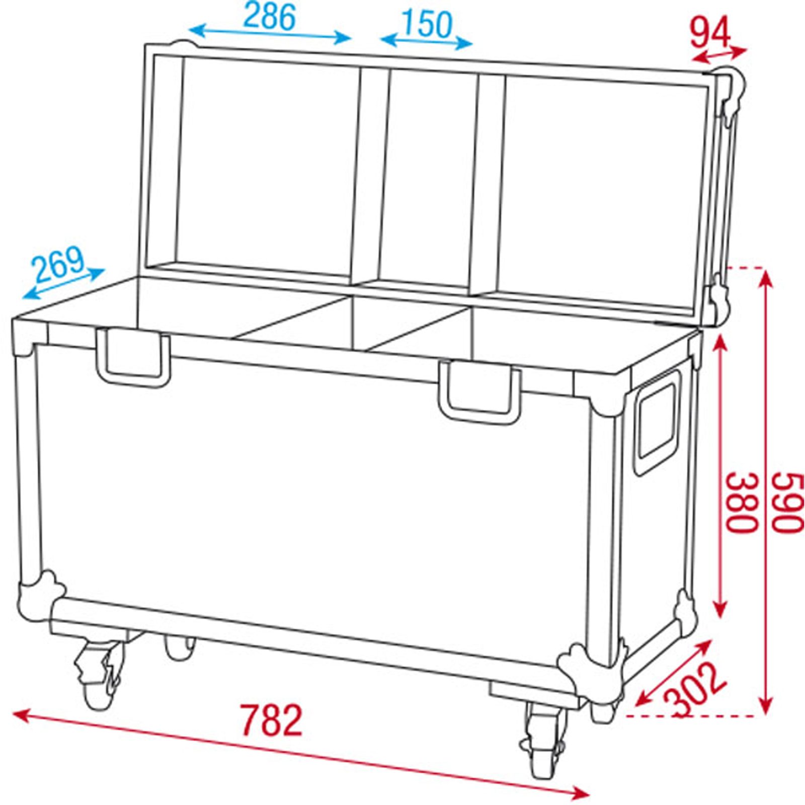 Case per 2x Phantom 65 con vano accessori - Showtec D7495B