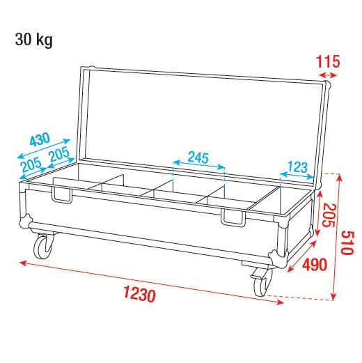 Case per 8x Spectral M800 con vano accessori - Showtec D7498B