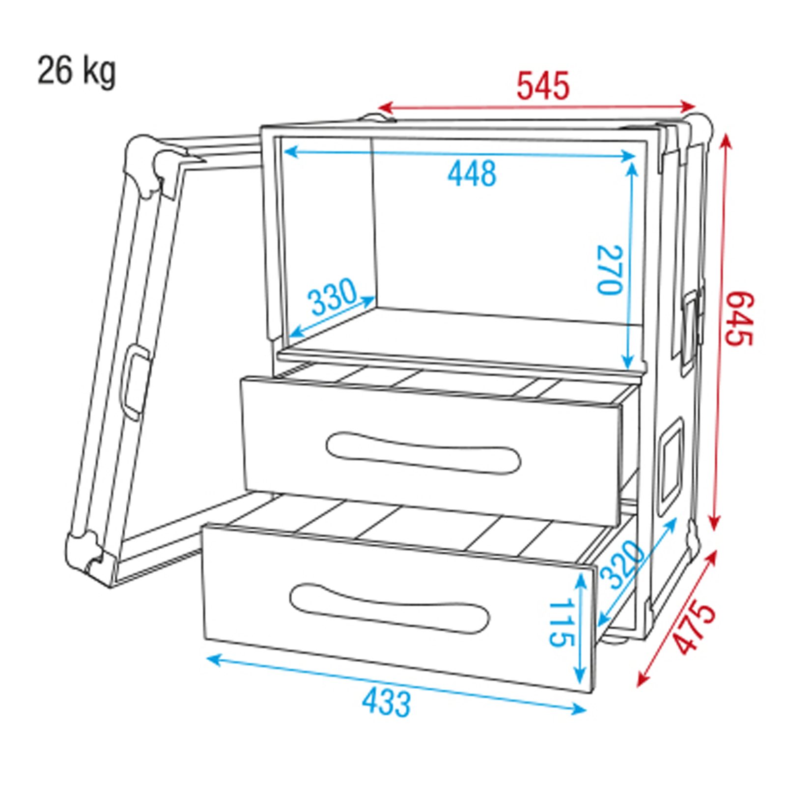 Flight case rack per microfoni wireless 6U 19" - Showgear D7520B
