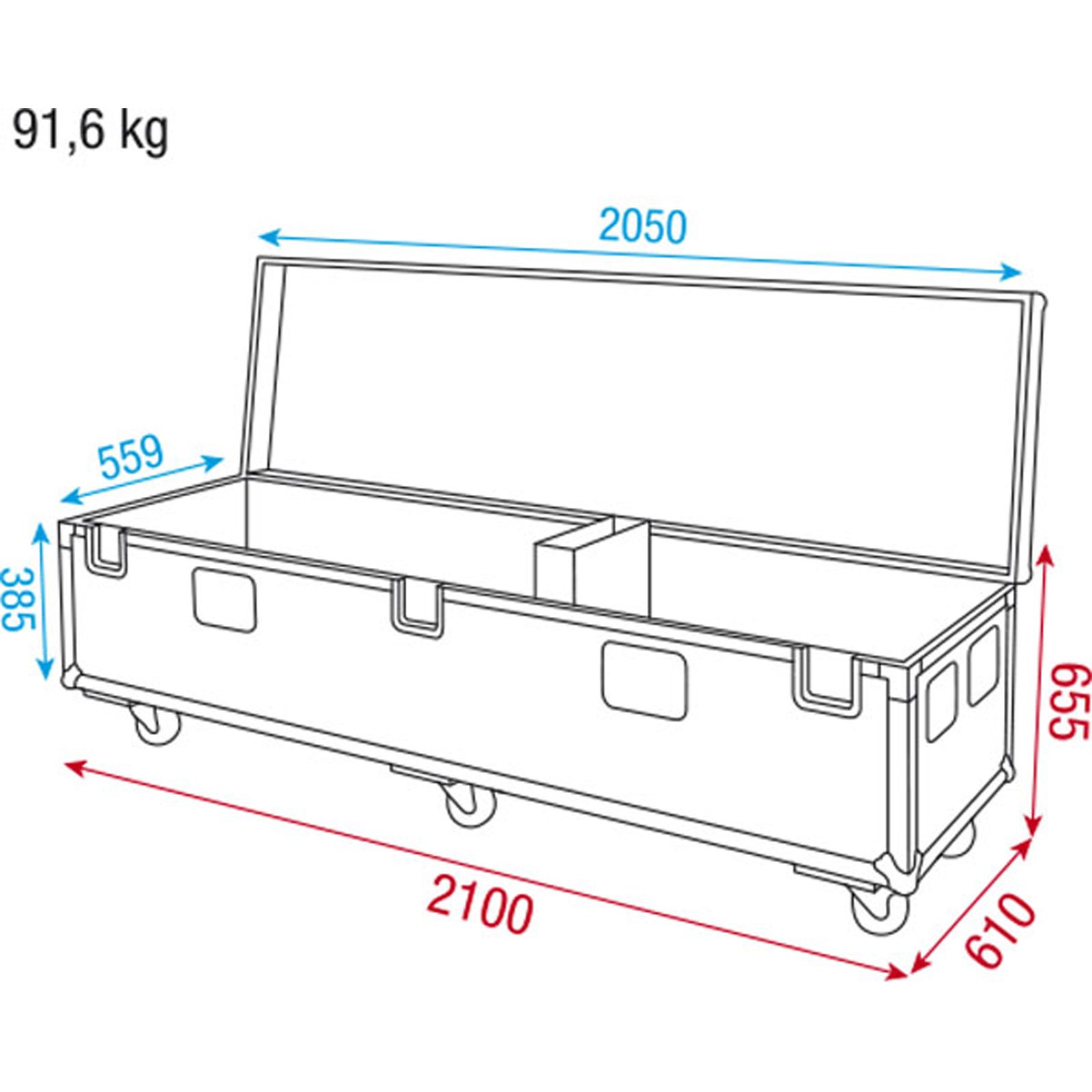Valigia per Pipe & Drape con basi 45 cm, per setup fino 21 m - Wentex D7555