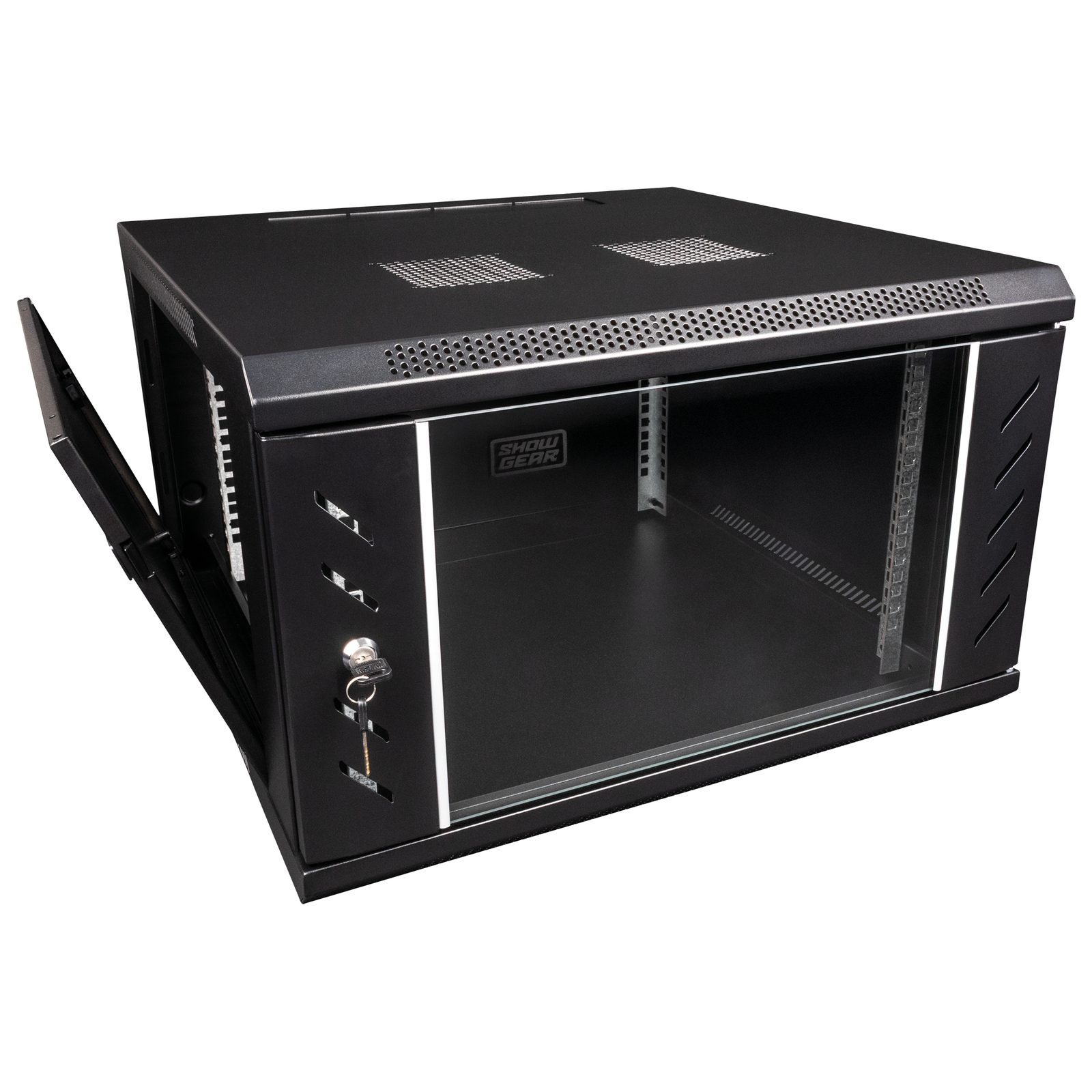 Armadio rack a parete 19" 6U con porta in vetro nero - Showgear D7652