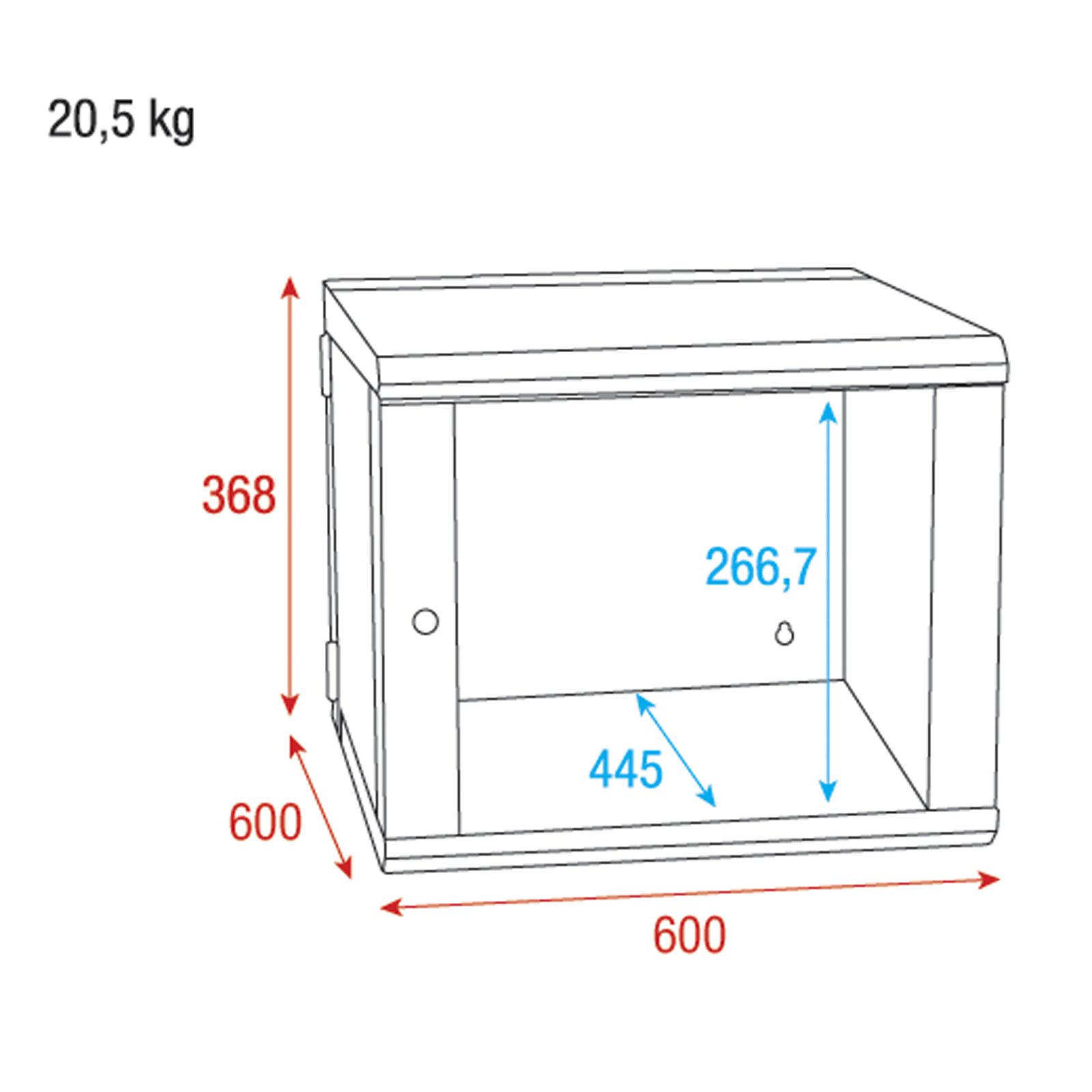 Armadio rack a parete 19" 6U con porta in vetro nero - Showgear D7652