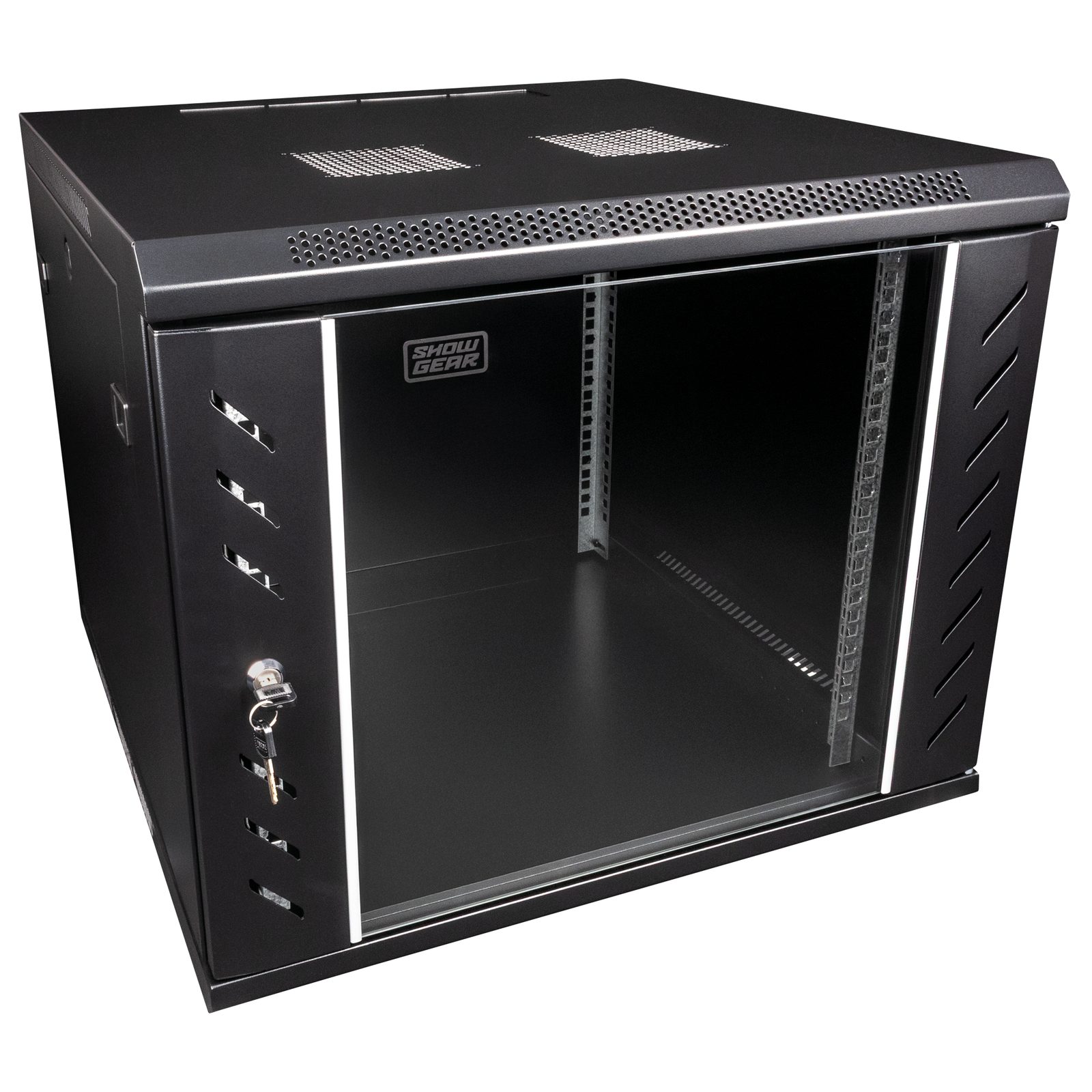 Armadio rack a parete 19" 9U con porta in vetro nero - Showgear D7653