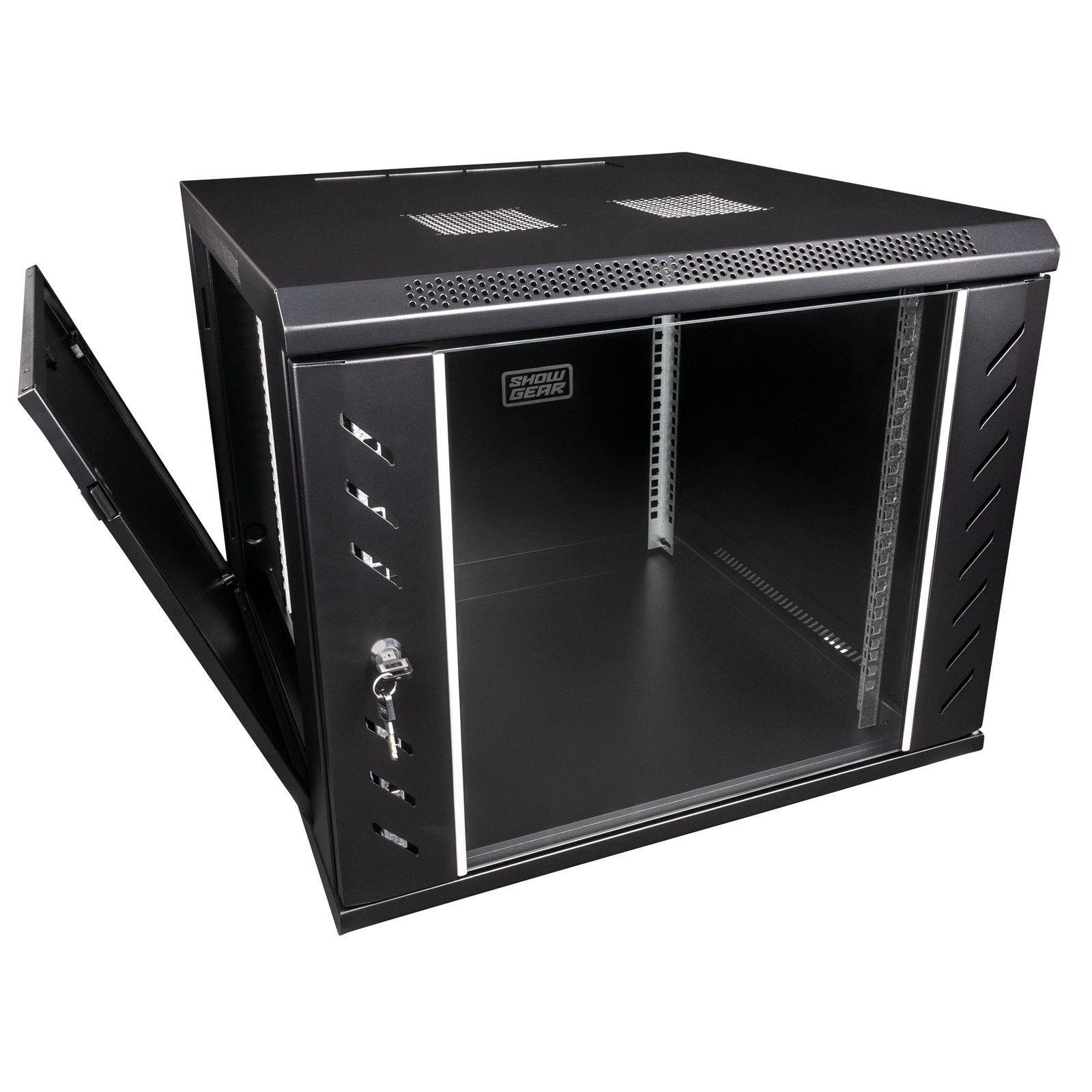 Armadio rack a parete 19" 9U con porta in vetro nero - Showgear D7653