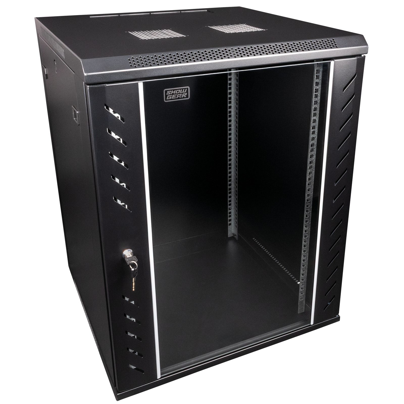 Armadio rack a parete 19" 15U con porta in vetro nero - Showgear D7654