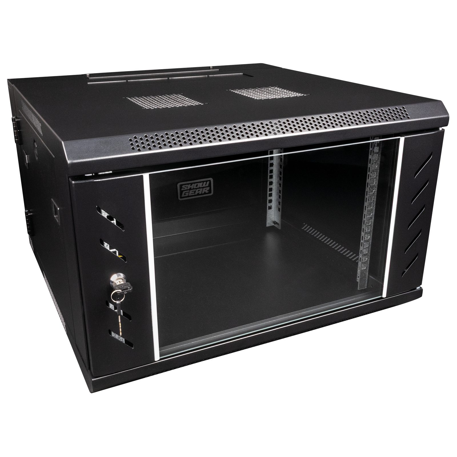 Armadio rack a parete 19" 6U porta in acciaio con vetro nero - Showgear D7655