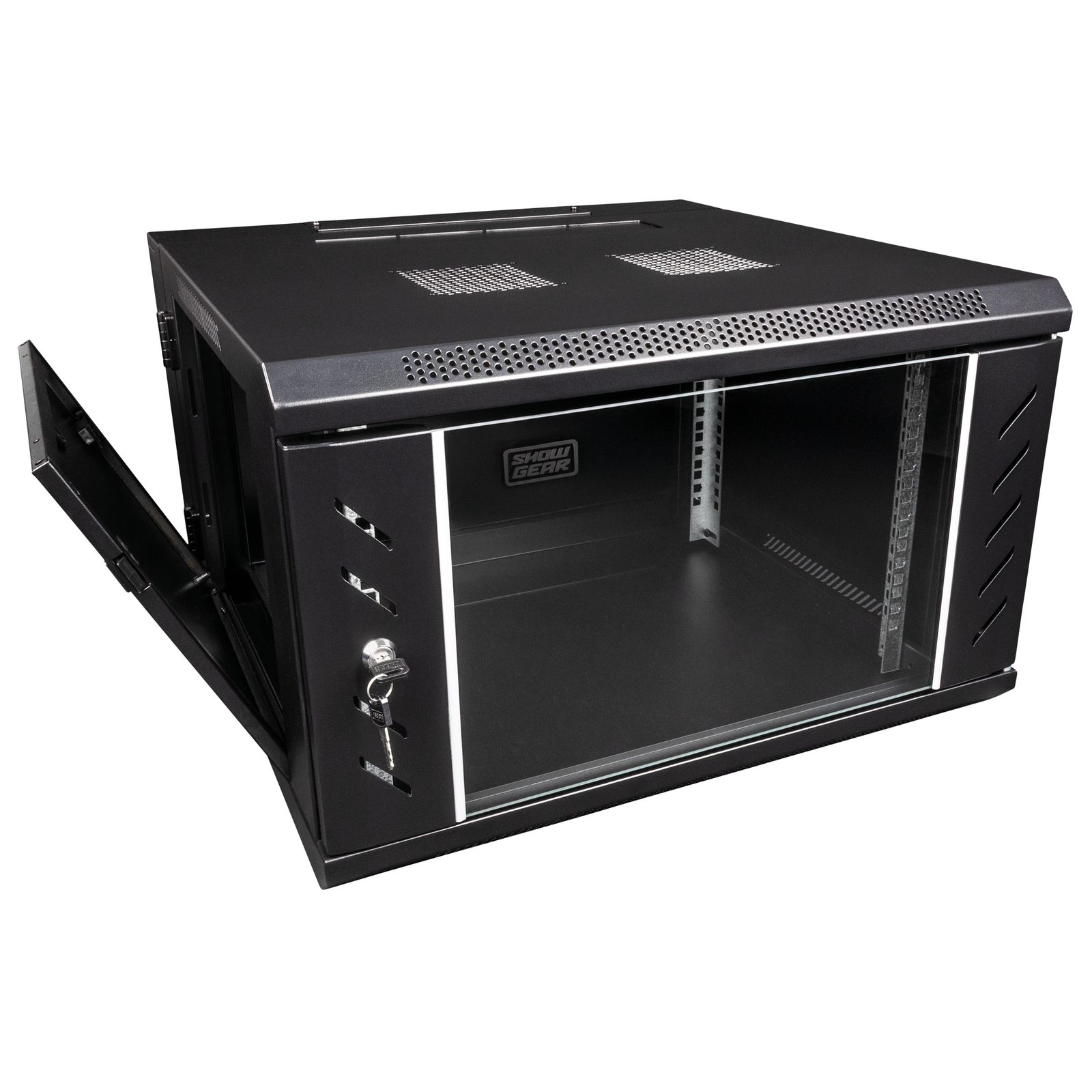 Armadio rack a parete 19" 6U porta in acciaio con vetro nero - Showgear D7655