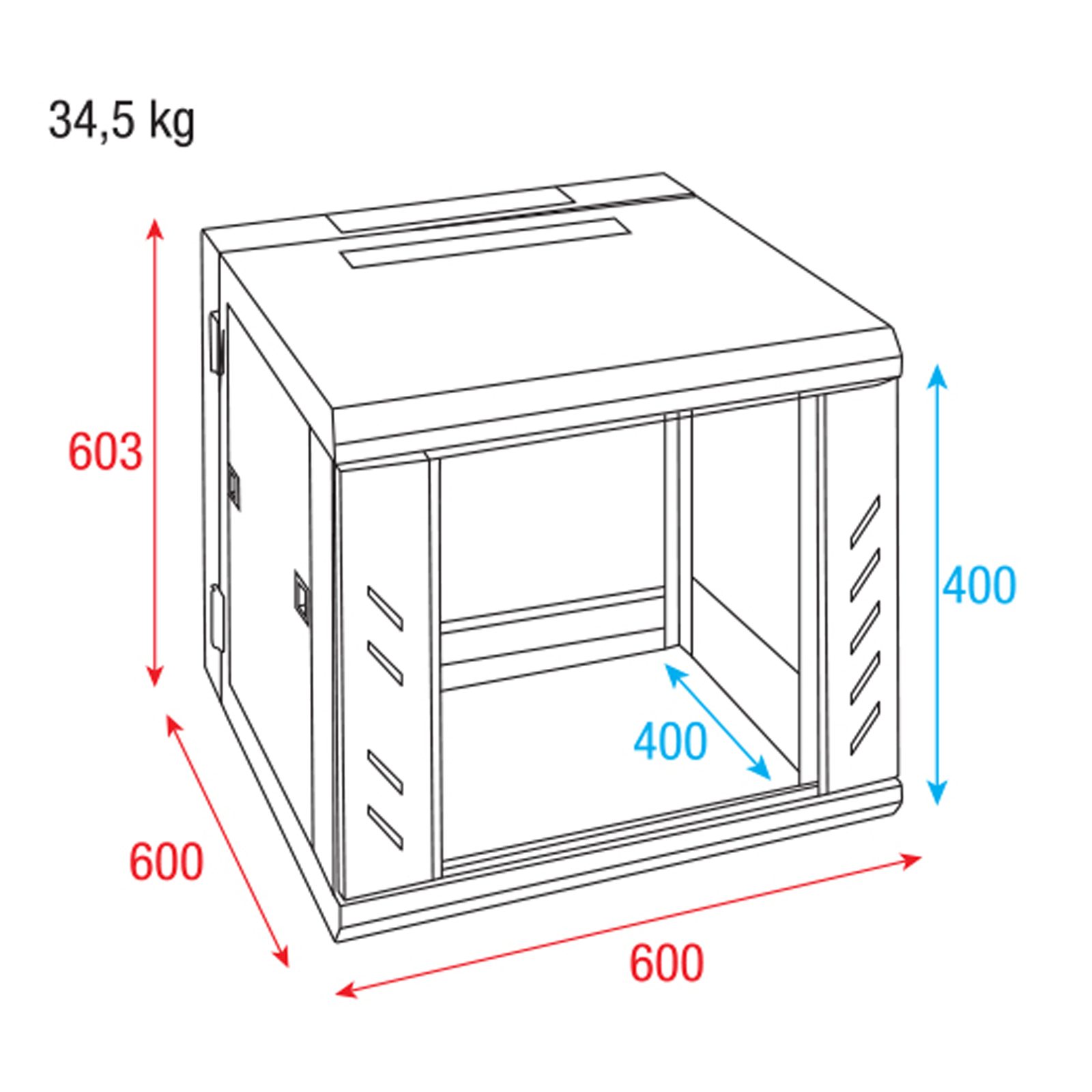 Rack a muro 9U 19" con porta in vetro - Showgear D7656
