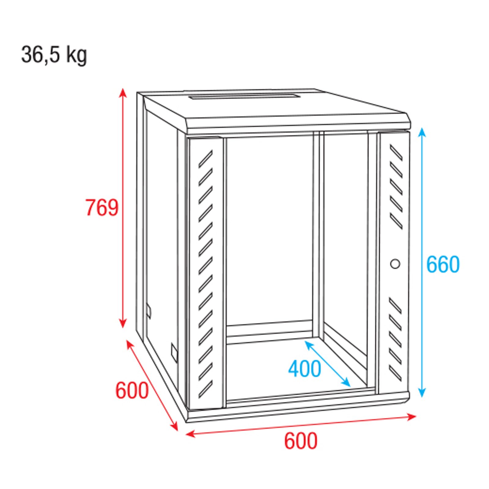 Rack a muro 15U 19" con porta in vetro - Showgear D7657