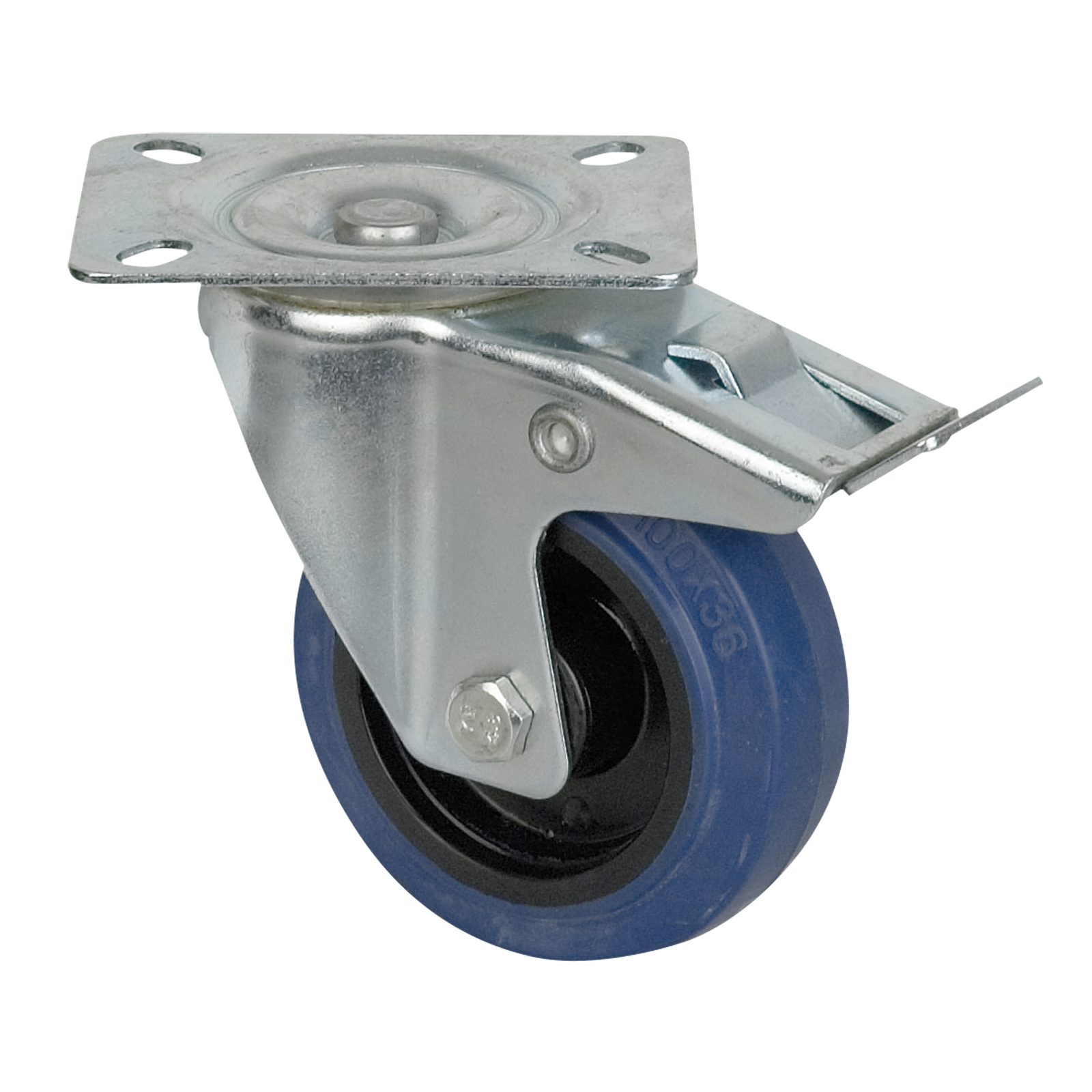 Ruota girevole blu 100mm con freno gomma/acciaio carico 150kg - Showgear D8002