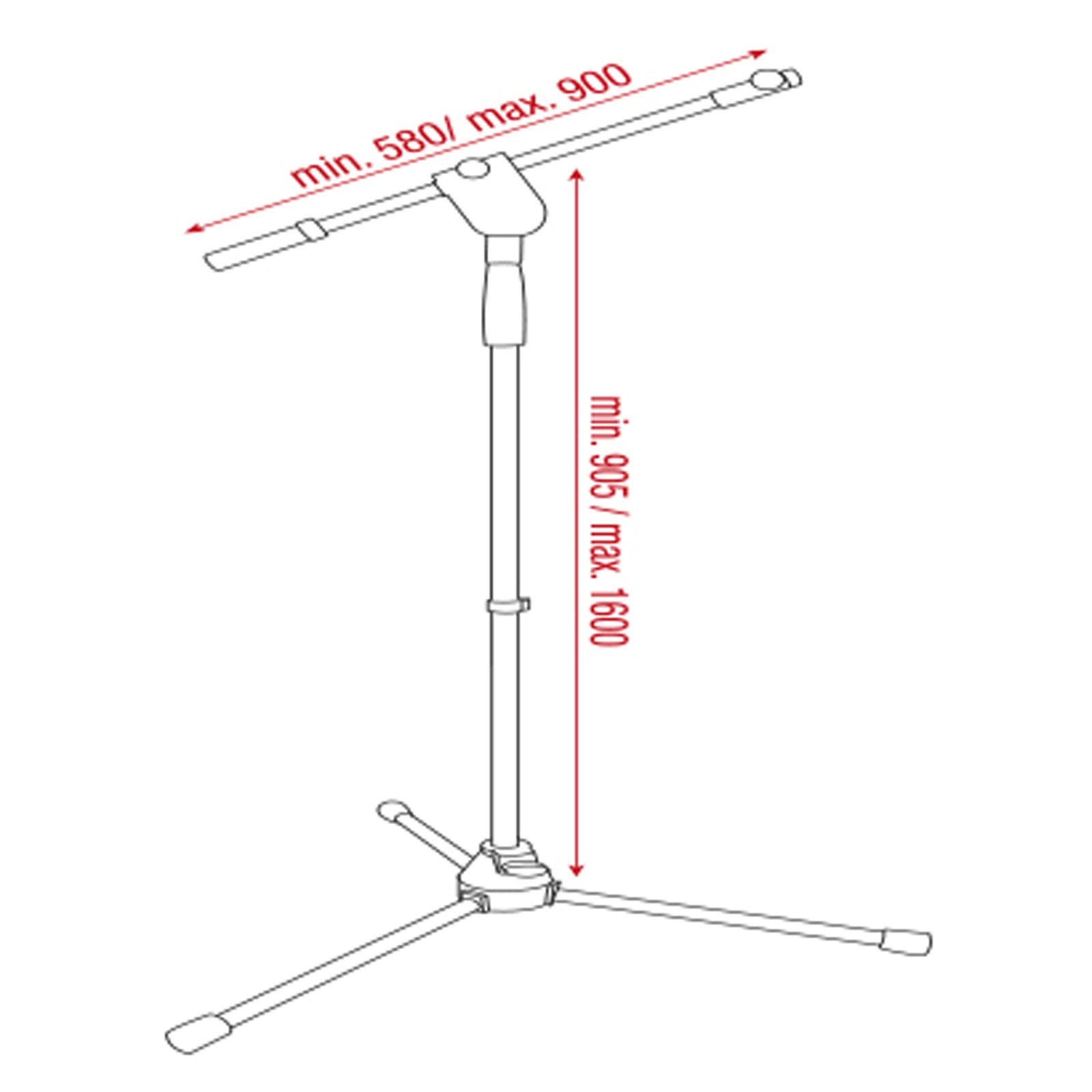 Supporto microfono telescopico a braccio Ergo 1 nero 1600mm - Showgear D8111B