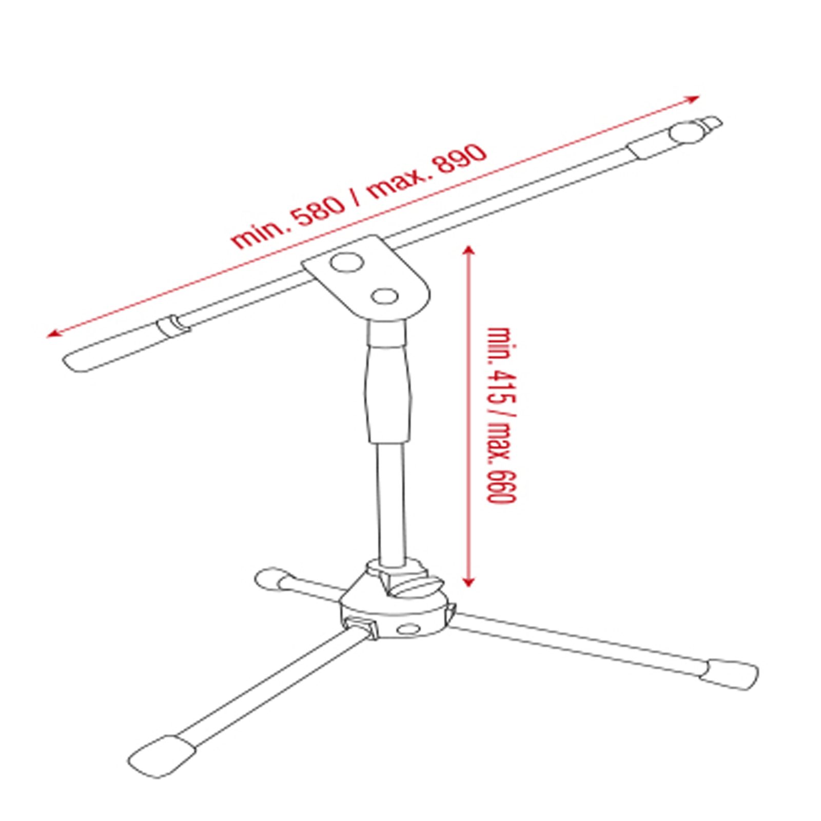 Supporto microfono telescopico a braccio Ergo 2 nero 660mm - Showgear D8112B