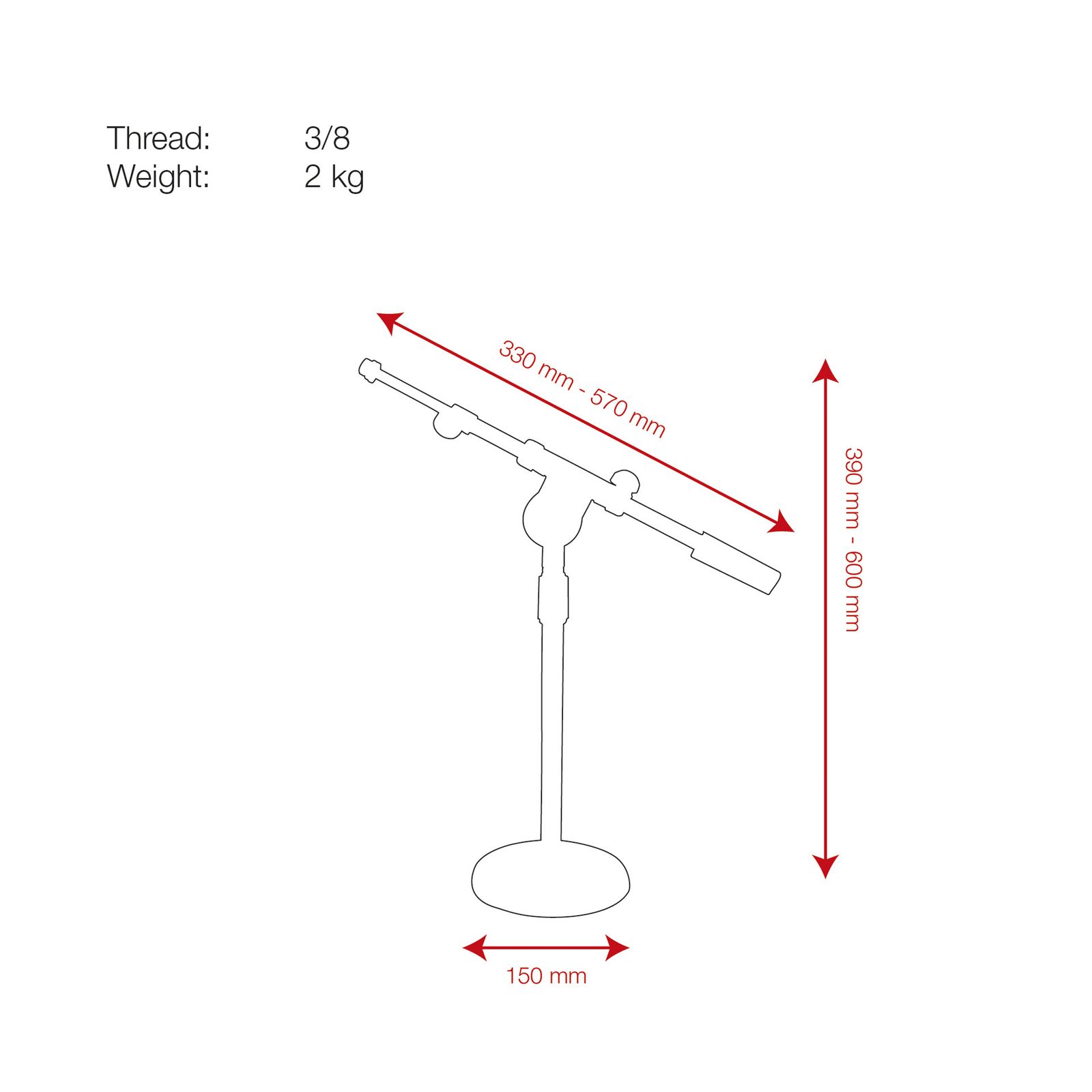 Desk Microphone Stand - Showgear D8204C