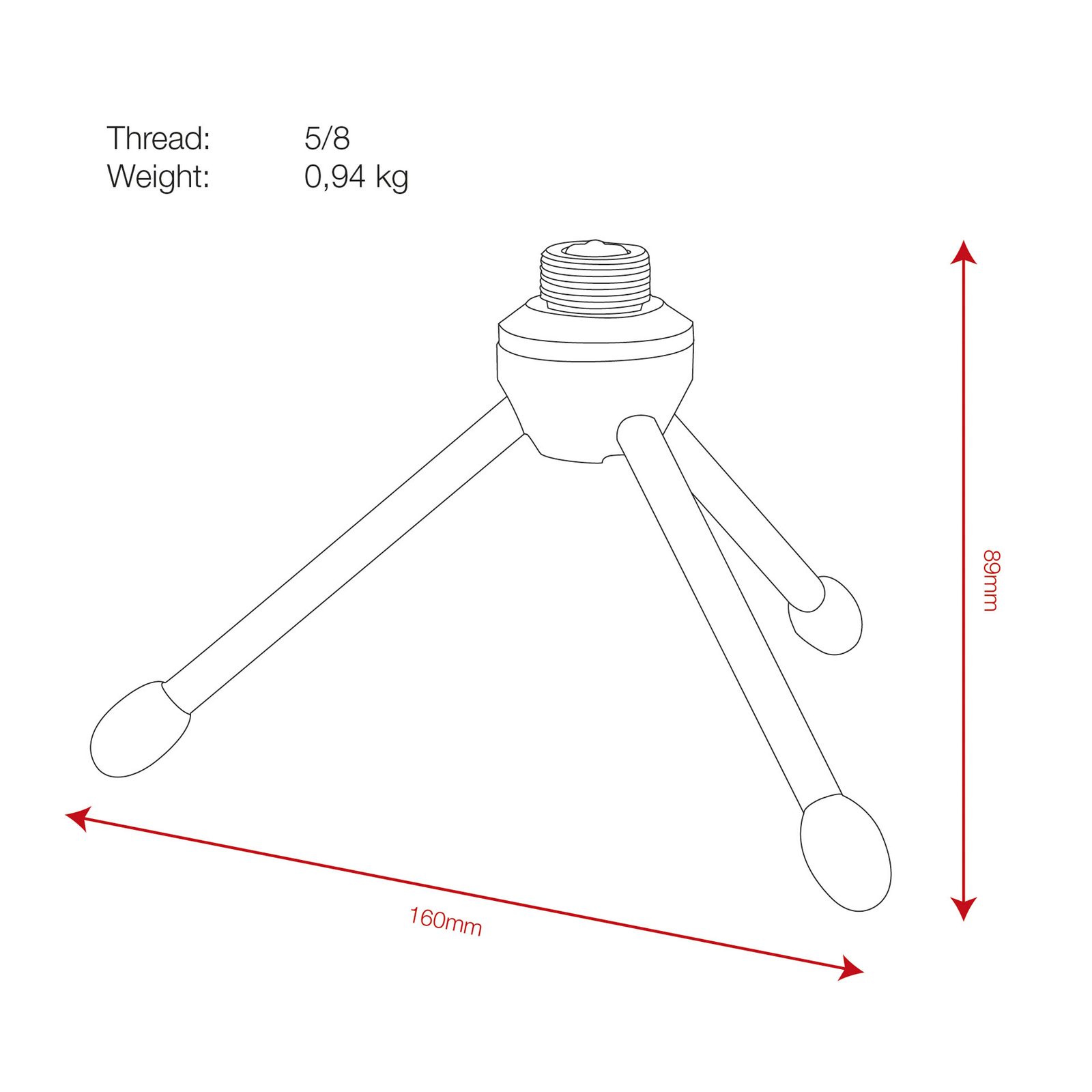 Desk Microphone Stand - Mini - Showgear D8207C