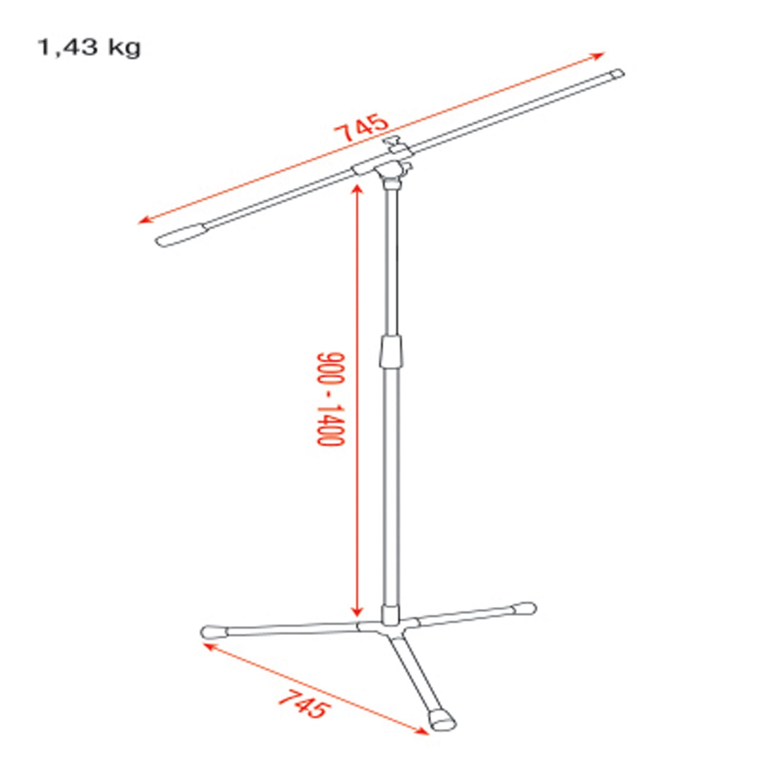 Microphone Boom Stand - Value Line - Showgear D8300