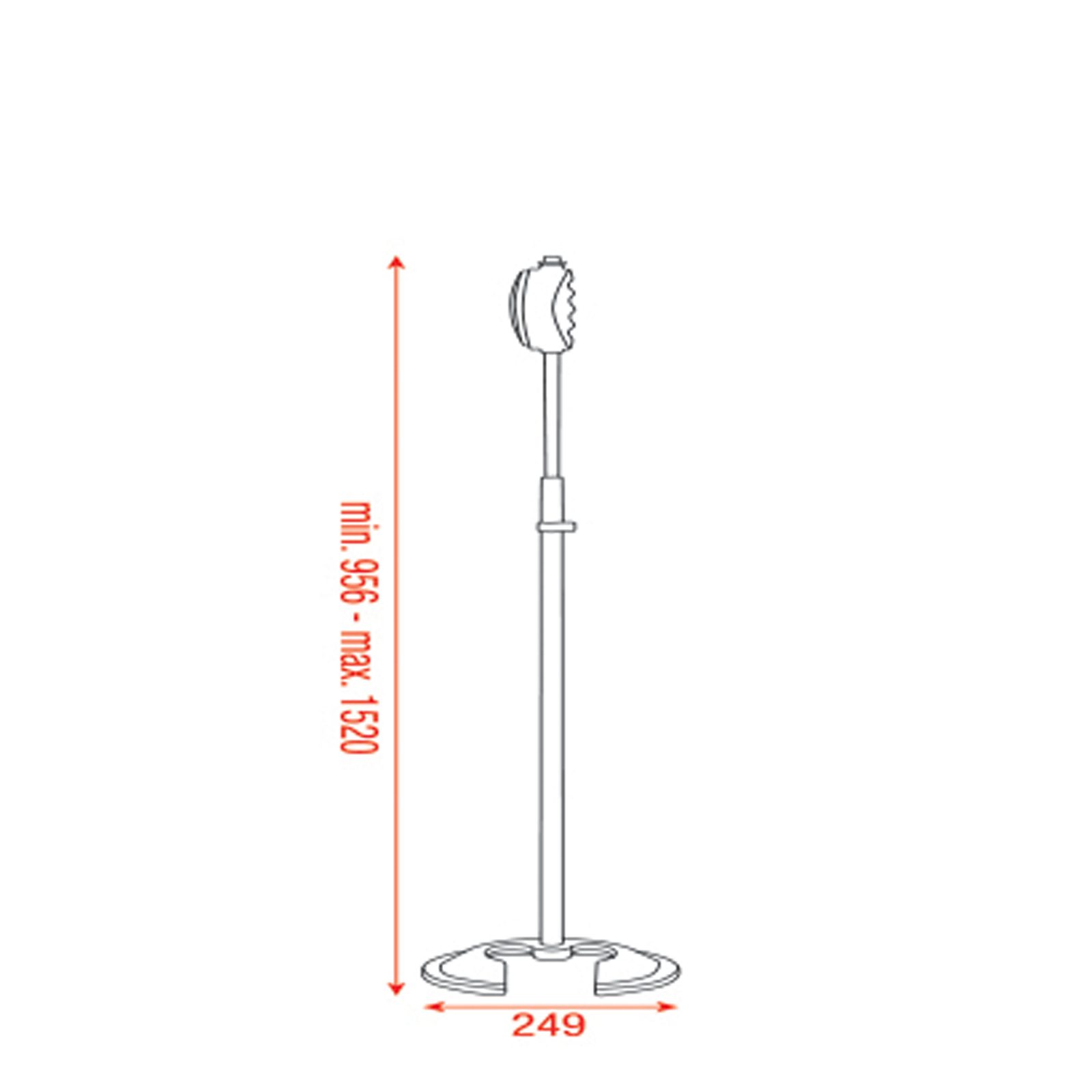 Microphone Stand con Quick Lock in alluminio - Altezza 956-1520 mm, base rotonda - Showgear D8308