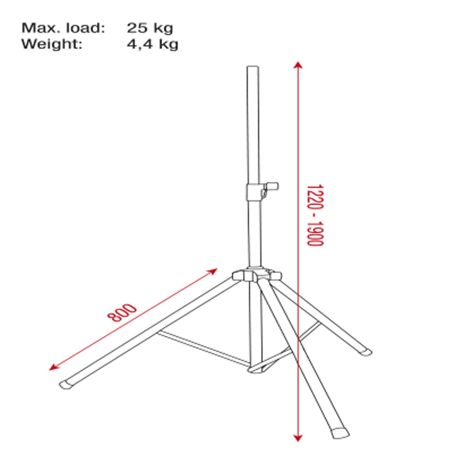 Speaker Stand Set in alluminio con borsa - Altezza 122-190 cm, carico max 25 kg - Showgear D8324