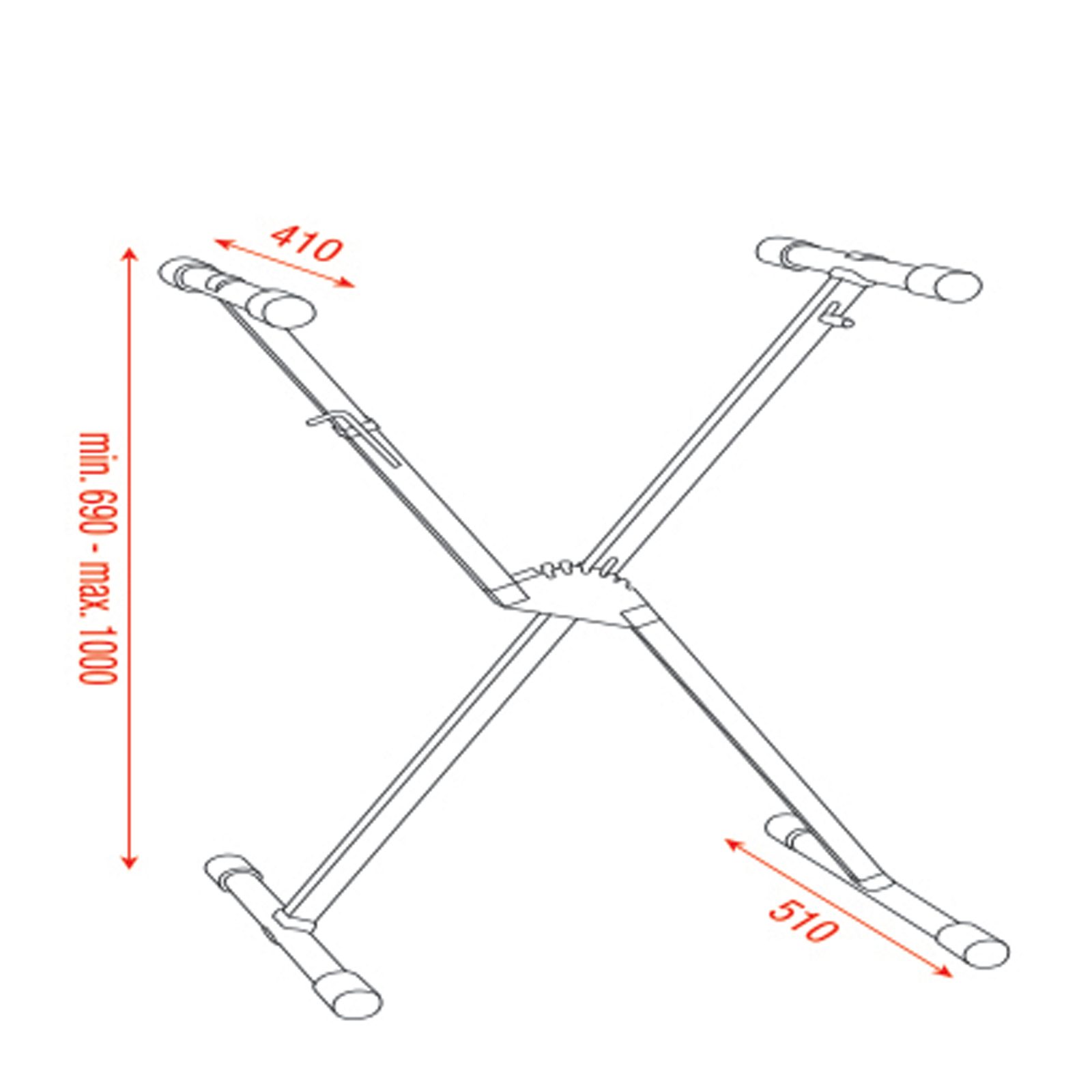 Supporto tastiera in acciaio, regolabile 69-100 cm, carico 25 kg - Showgear D8363