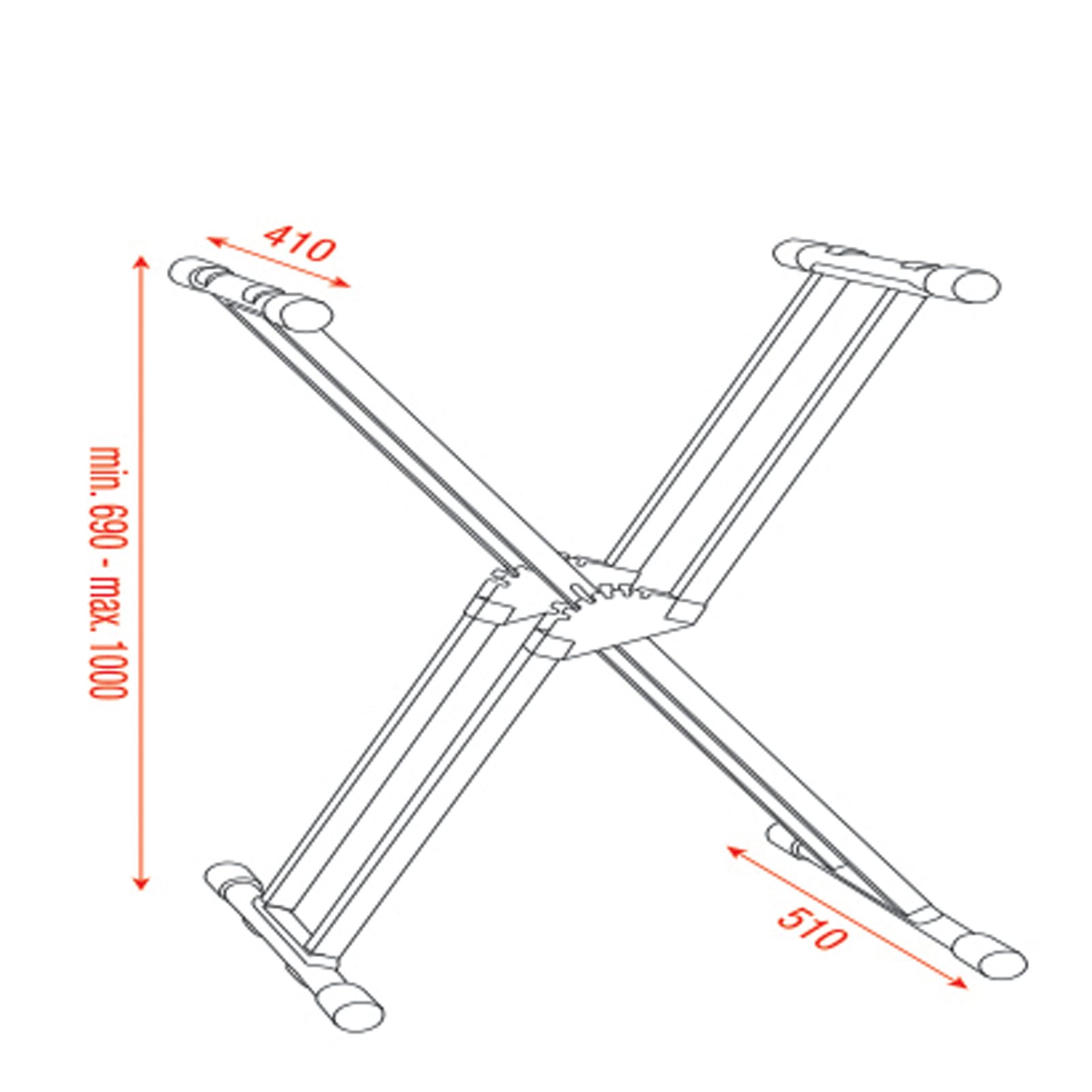 Supporto tastiera in acciaio, regolabile 69-100 cm, carico 35 kg - Showgear D8364