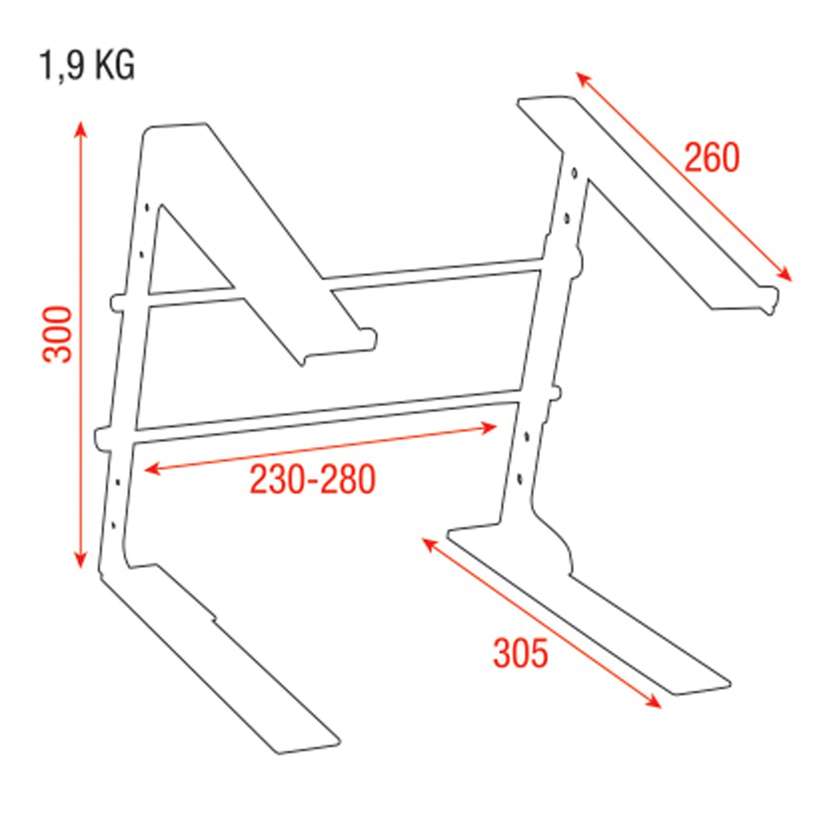 Supporto per laptop in acciaio, 30x35 cm, carico 5 kg - Showgear D8370