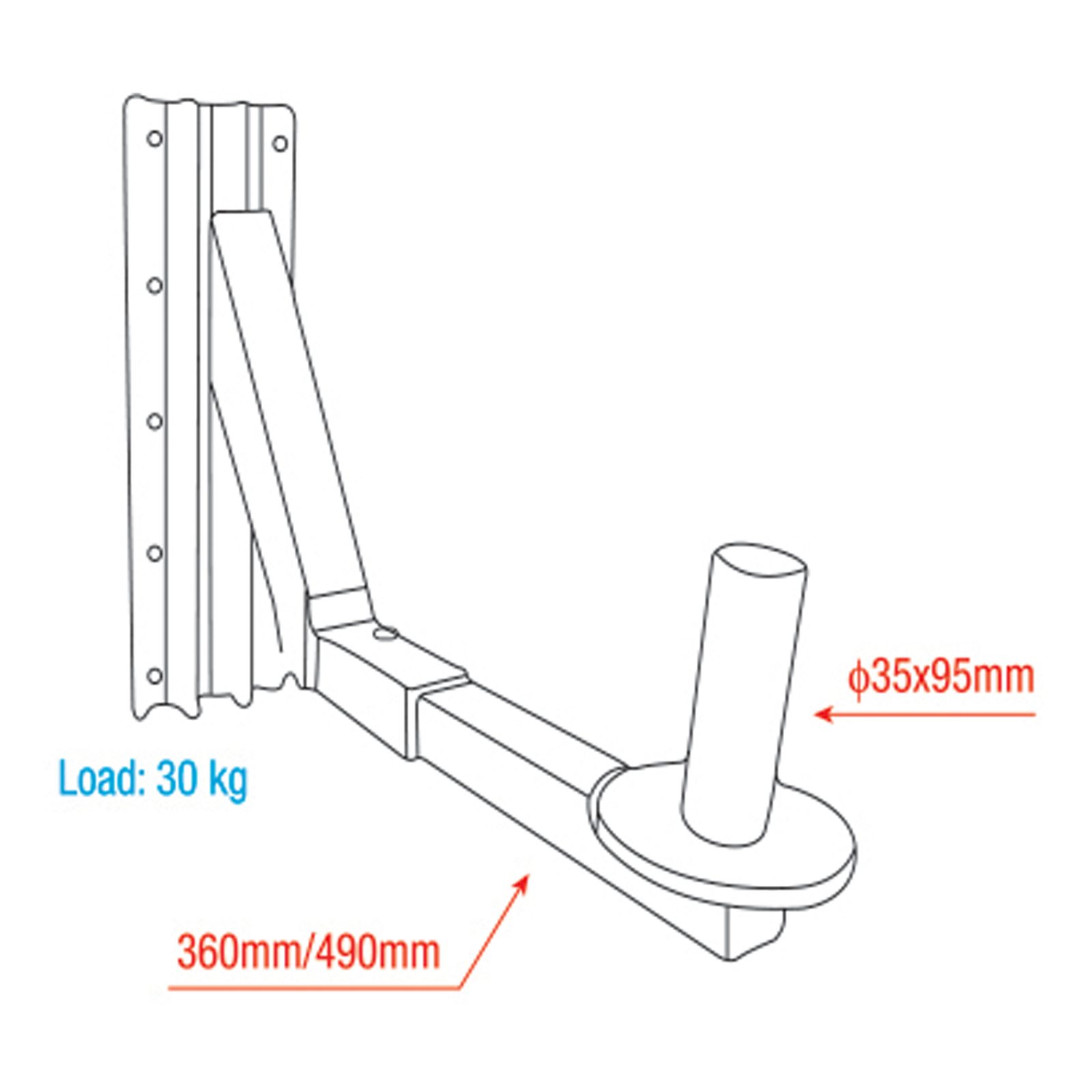Supporto Diffusore Regolabile 30kg 540mm - SHOWGEAR D8412