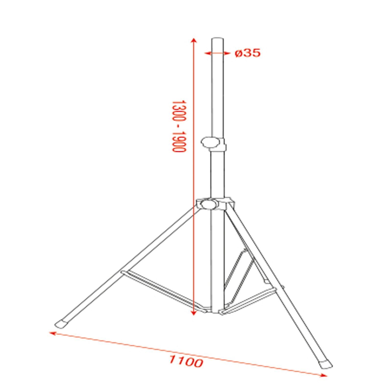 Supporto altoparlanti Mammoth nero 40 kg 1300-1900mm - Showgear D8600