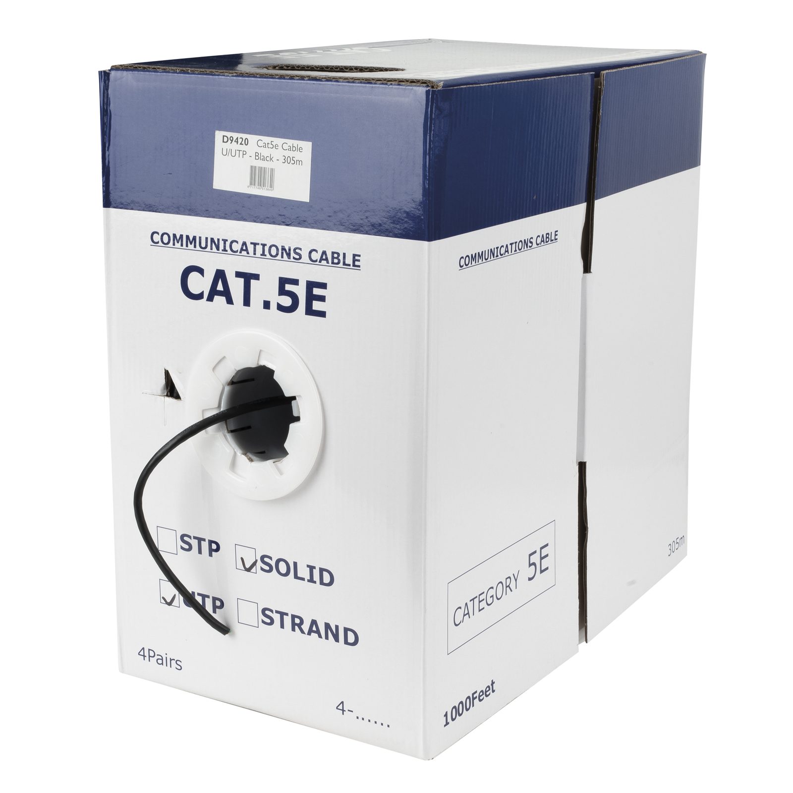 Cavo Cat5e U/UTP 305m su bobina nero - DAP D9420