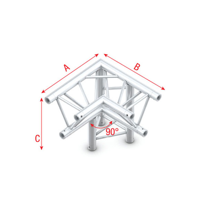 Truss triangolare d'angolo 90° giù destra apice giù 400 mm - Milos DT22012