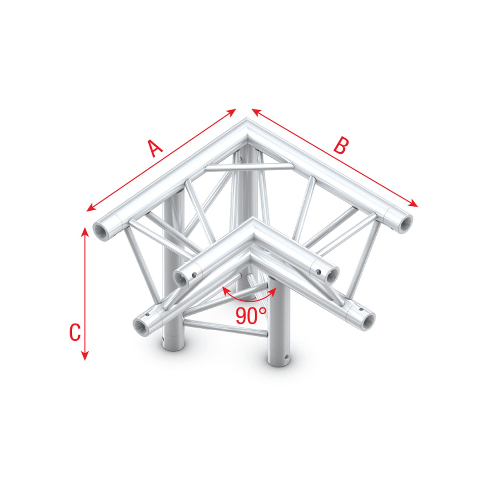 Truss triangolare d'angolo 90° giù sinistra apice giù 400 mm - Milos DT22013
