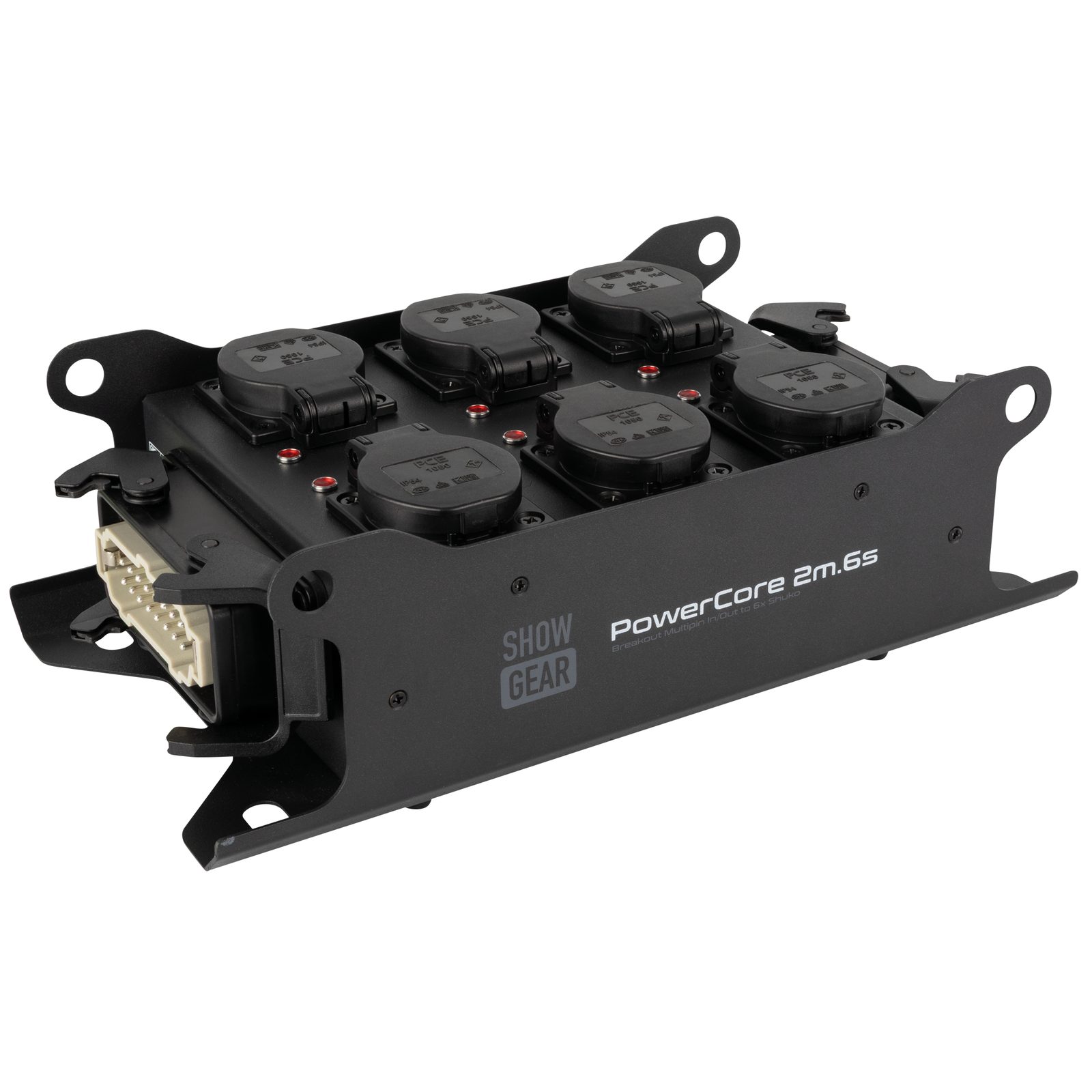 PowerCore 2m.6s Breakout Box - 2x Multipin H16 (loop-through), 6x Schuko - Showgear E617002