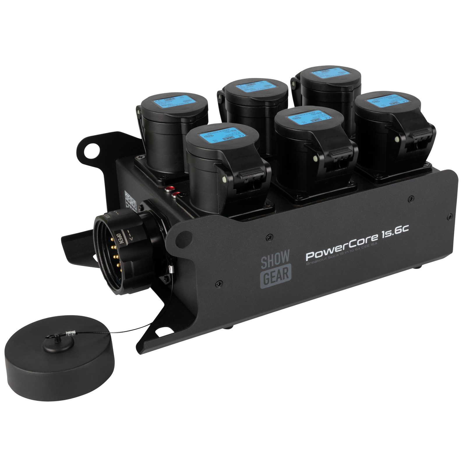 PowerCore 1s.6c Breakout Box 1x S19 6x CEE 16A - SHOWGEAR E617025