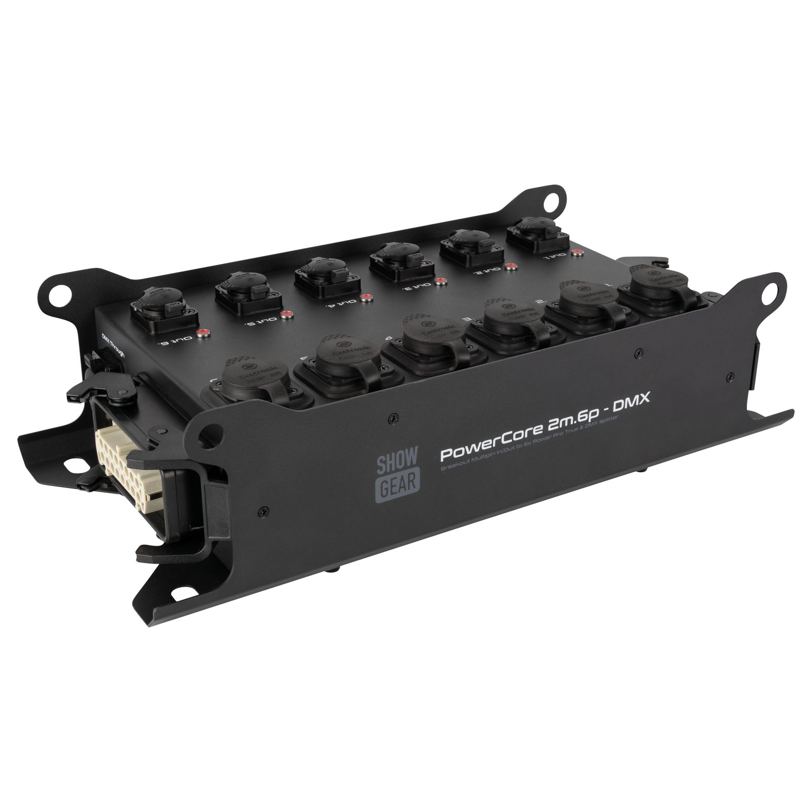 PowerCore 2m.6p DMX Breakout Box 2x H16 6x Power Pro True Splitter DMX - SHOWGEAR E617031