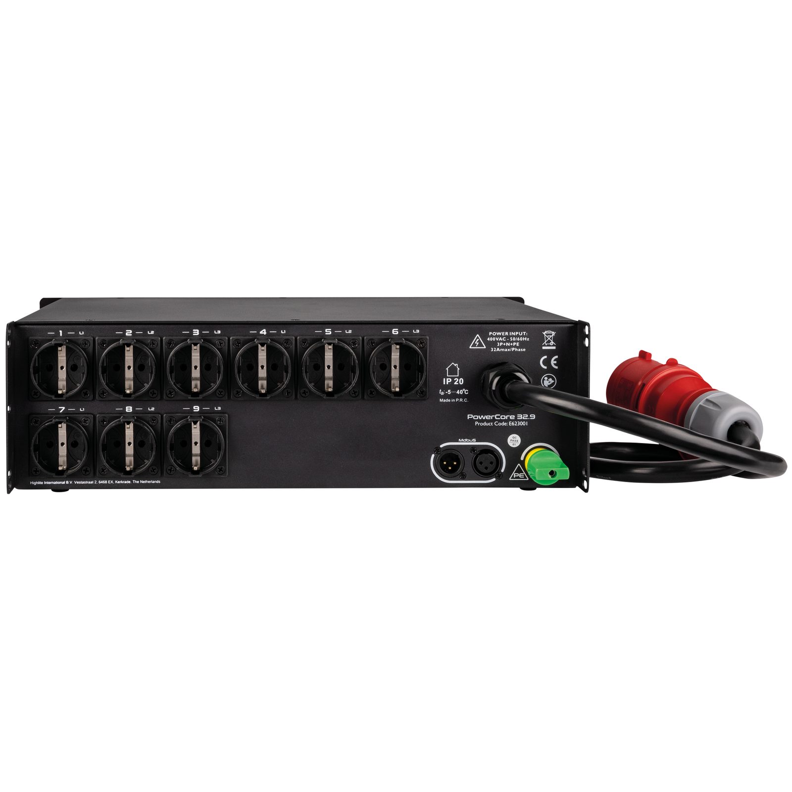 PowerCore 32.9 - Distribuzione 1x 32A a 9x Schuko con RCBO - Showgear E623001