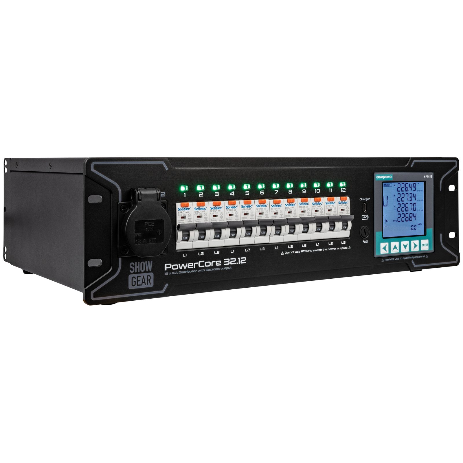 PowerCore 32.12 1 + 12x Schuko - Showgear E623010