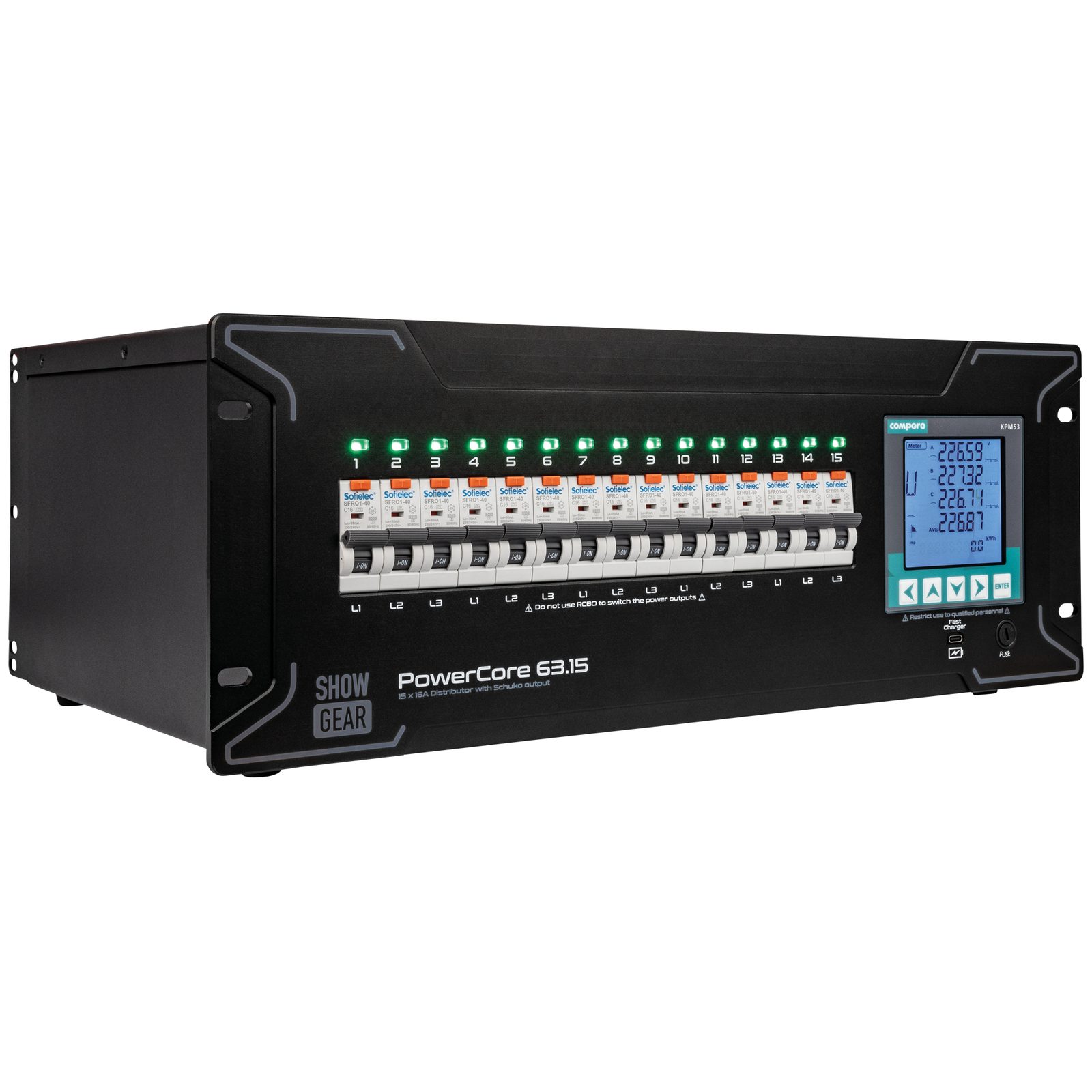 PowerCore 63.15 15x Schuko - Showgear E623020