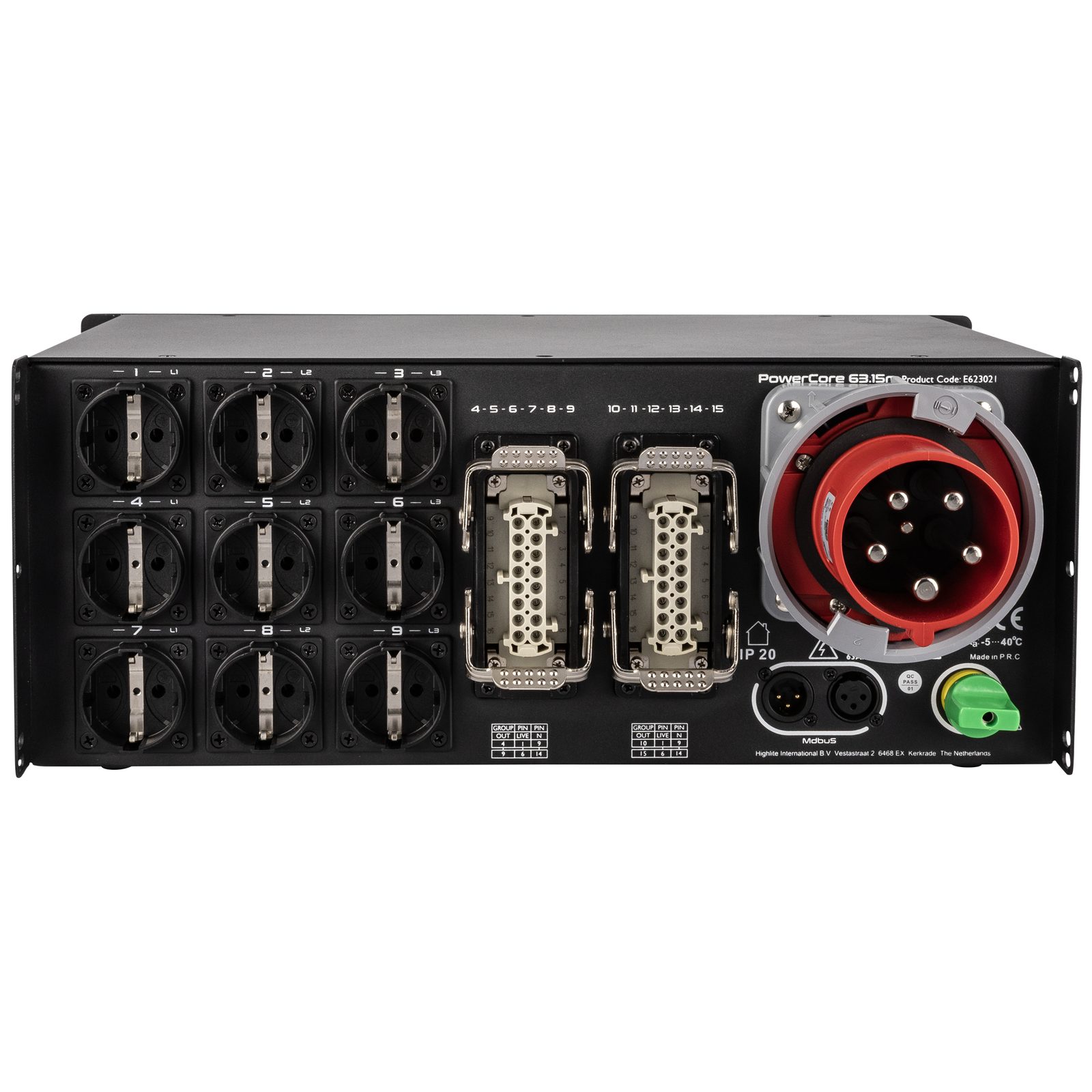 PowerCore 63.15m 9x Schuko + 2x Multipin H16 - Showgear E623021