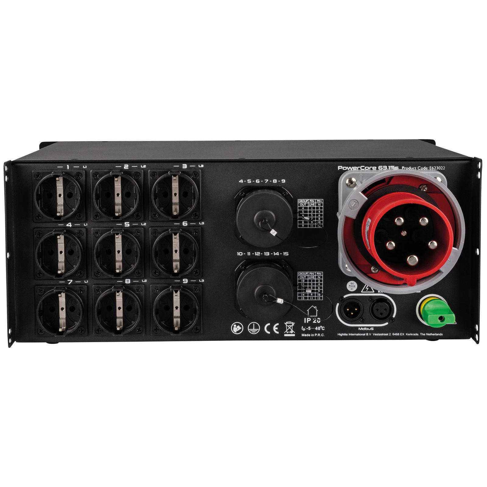 PowerCore 63.15s 9x Schuko + 2x Multipin S19 - Showgear E623022