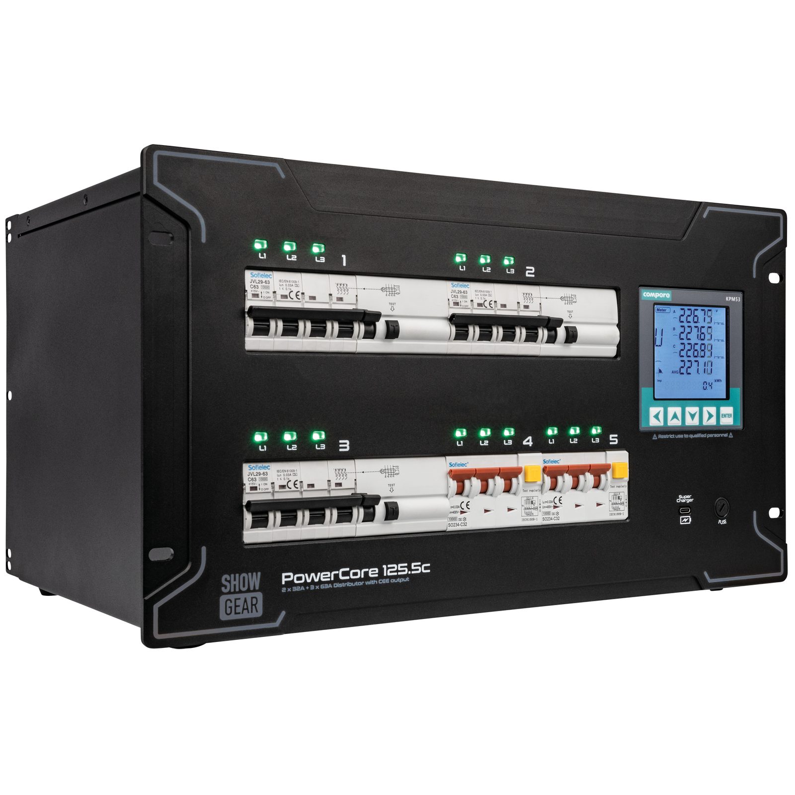 PowerCore 125.5c 2x CEE 32A + 3x CEE 63A - Showgear E623040