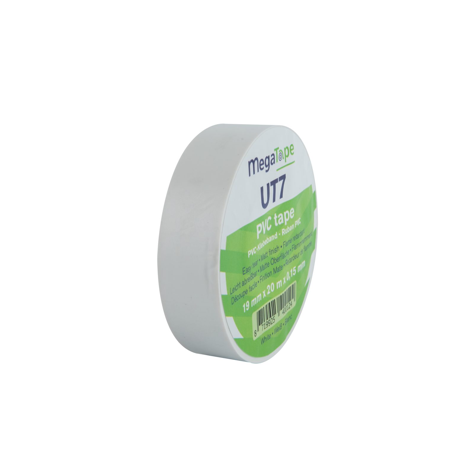 Nastro PVC UT7 White 19 mm / 20 m - MEGATAPE E700101