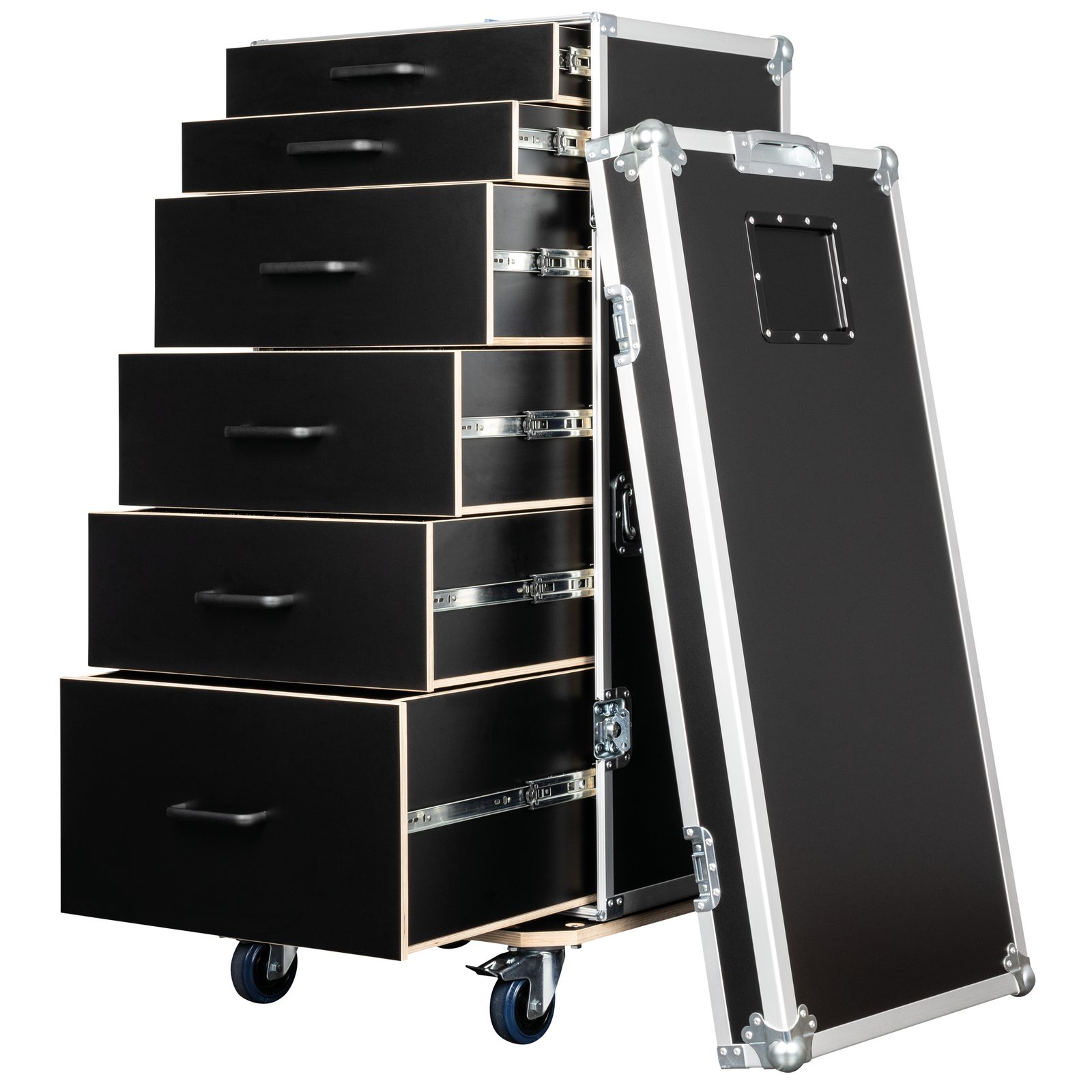 Drawer Case 1 con 6 Cassetti (2 bassi, 3 medi, 1 alto) Nero - Showgear E820030